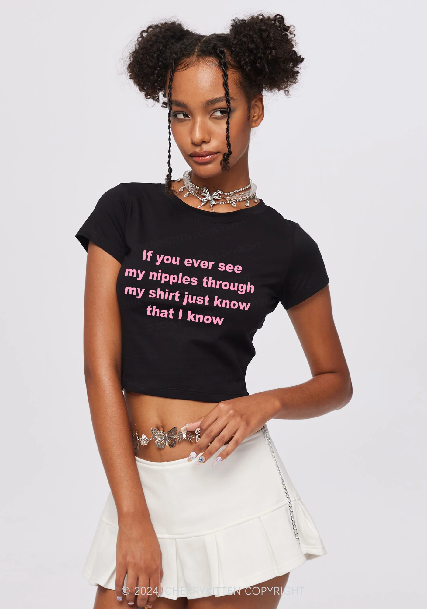 If You Ever See My Shirt Y2K Baby Tee Cherrykitten - Image 2