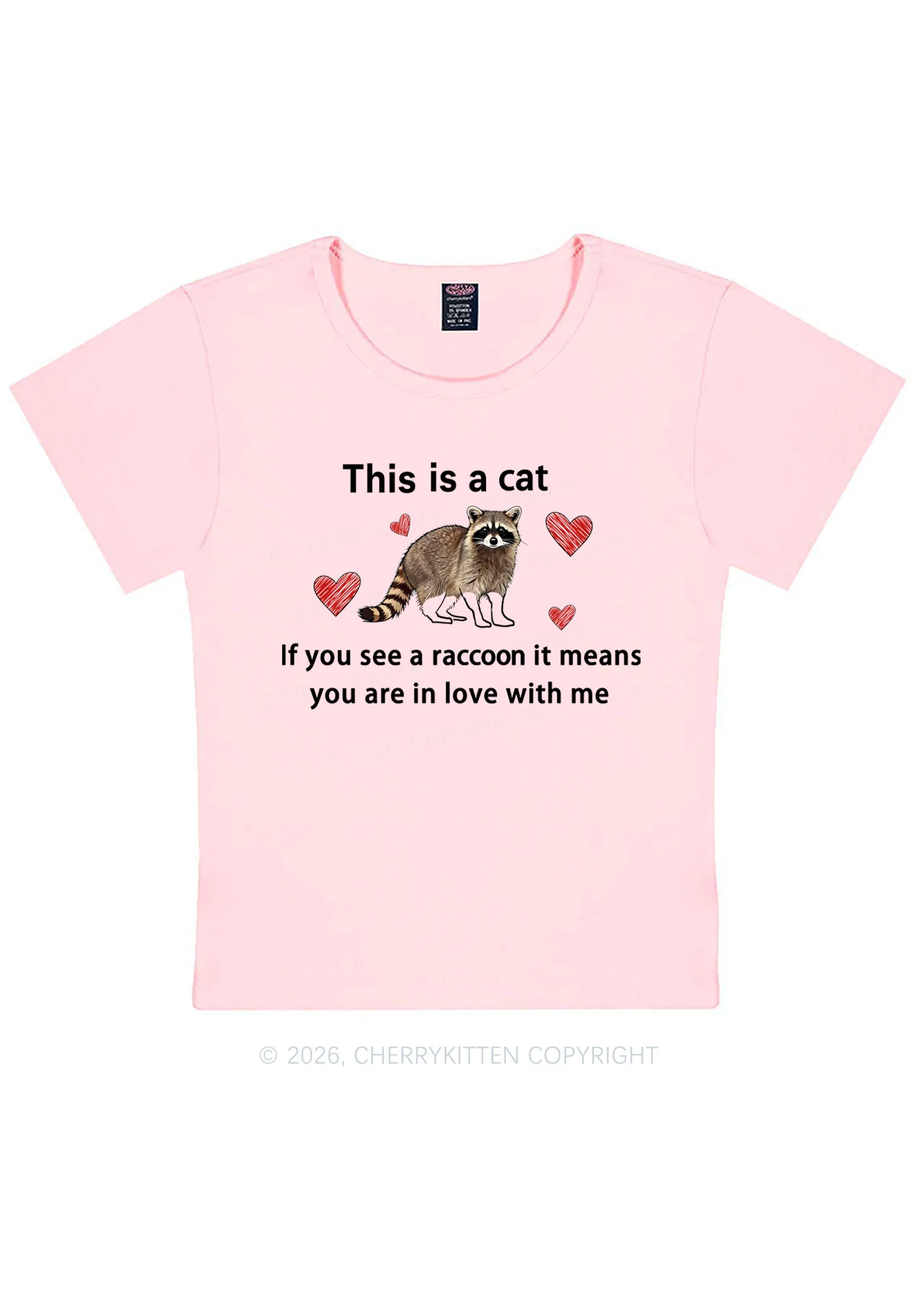 If You See A Raccoon Y2K Baby Tee Cherrykitten - Image 10