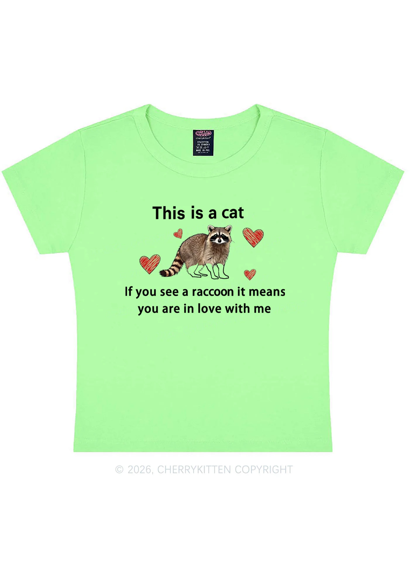 If You See A Raccoon Y2K Baby Tee Cherrykitten - Image 11