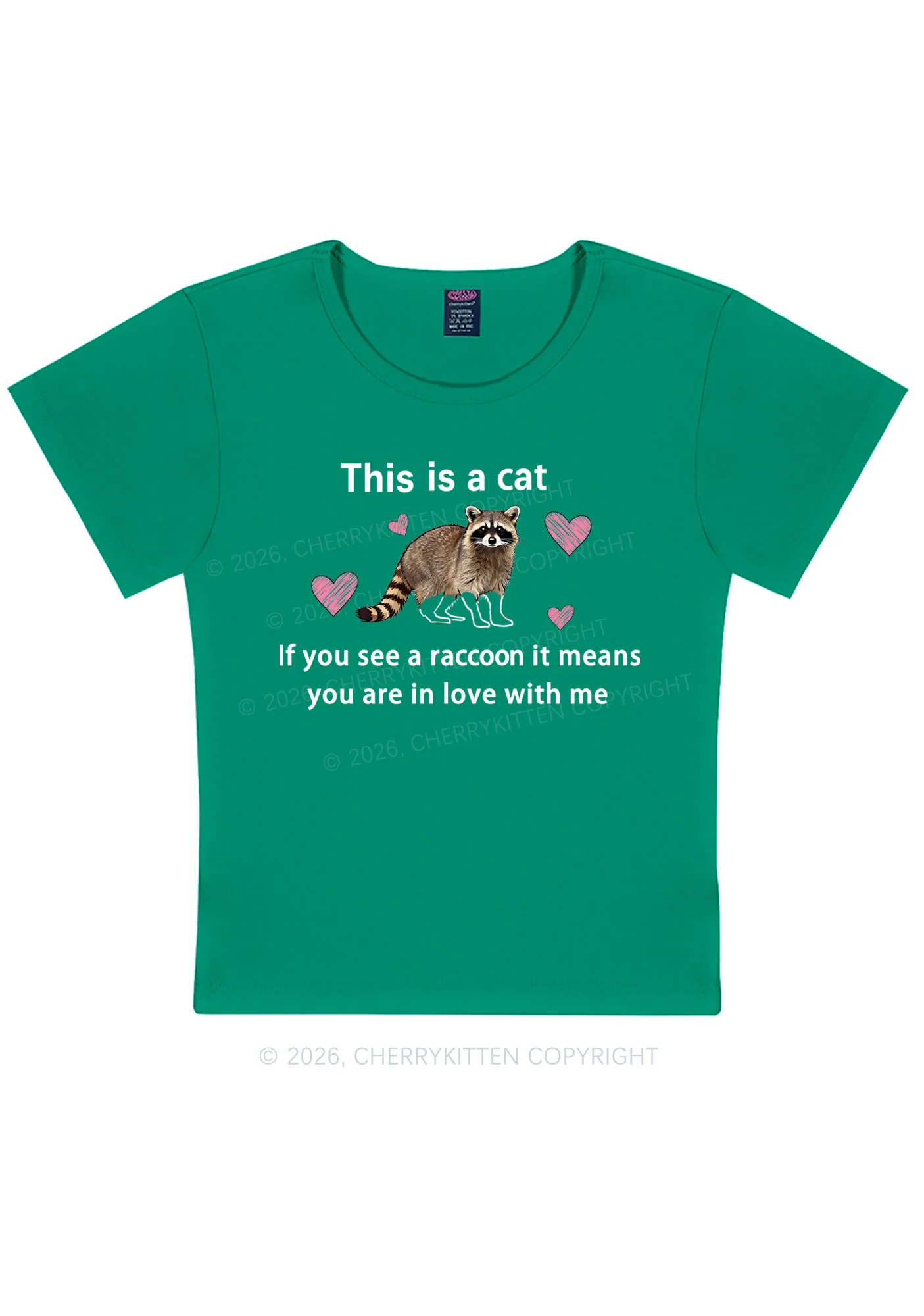 If You See A Raccoon Y2K Baby Tee Cherrykitten - Image 12