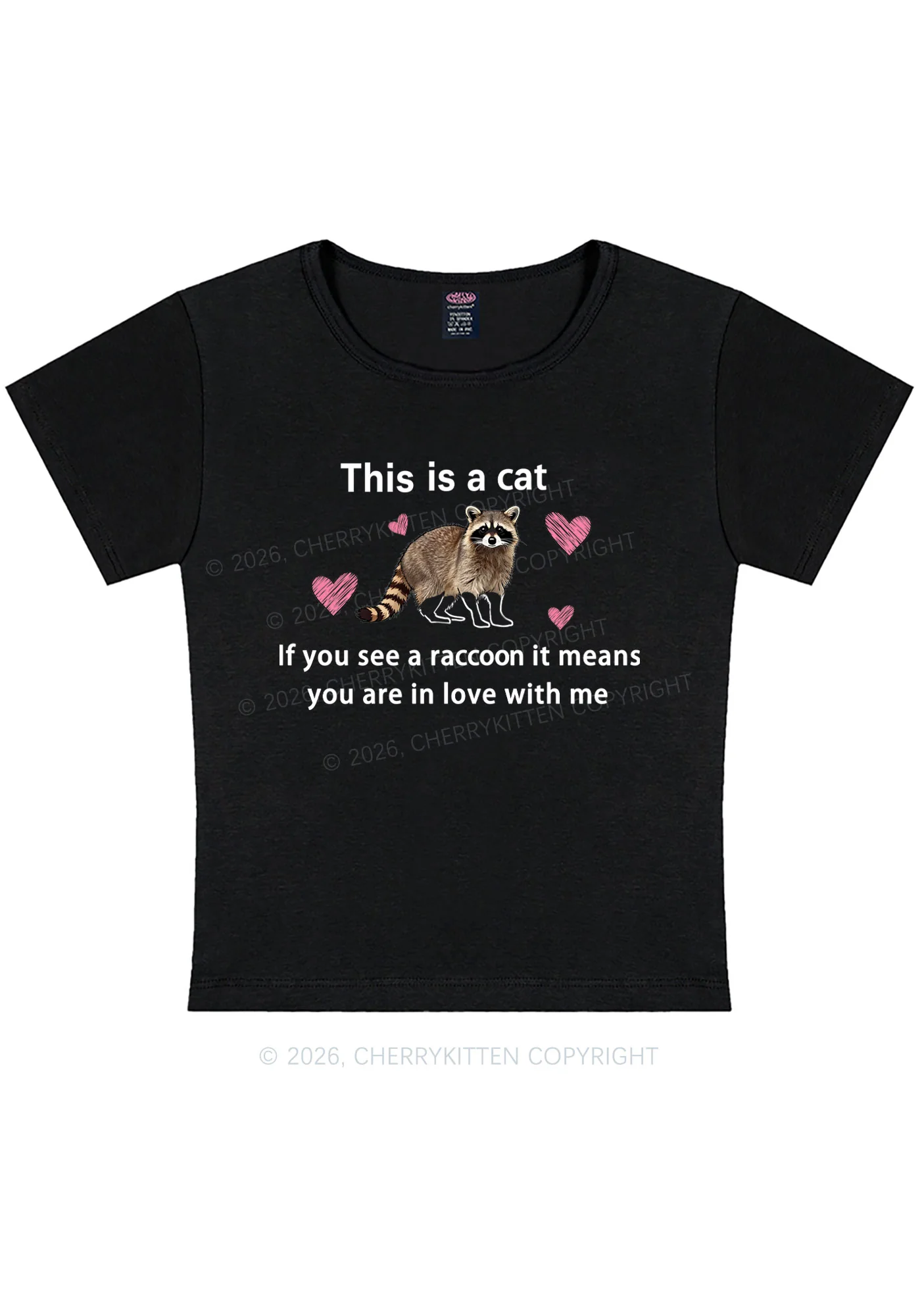 If You See A Raccoon Y2K Baby Tee Cherrykitten - Image 3
