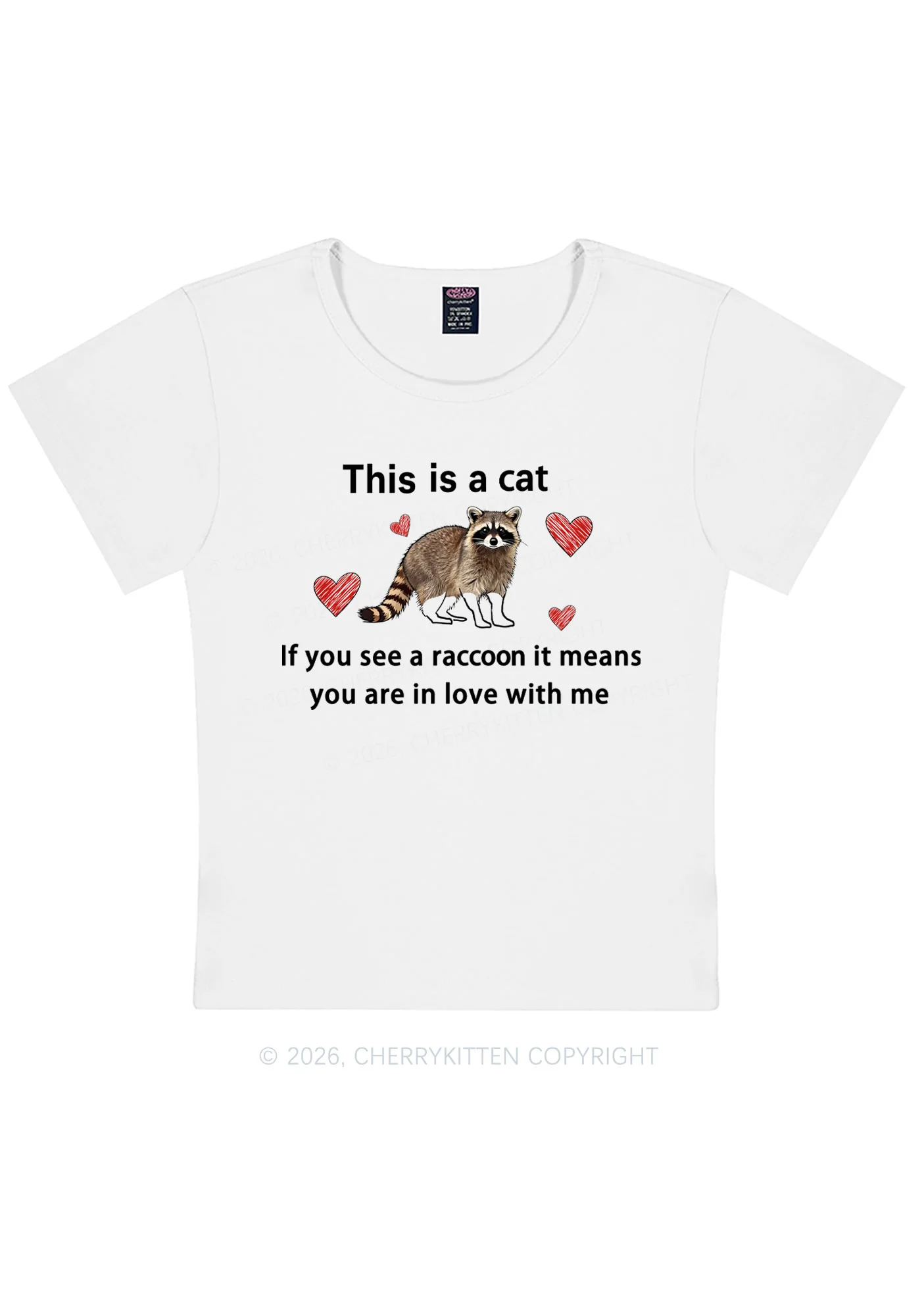 If You See A Raccoon Y2K Baby Tee Cherrykitten - Image 4