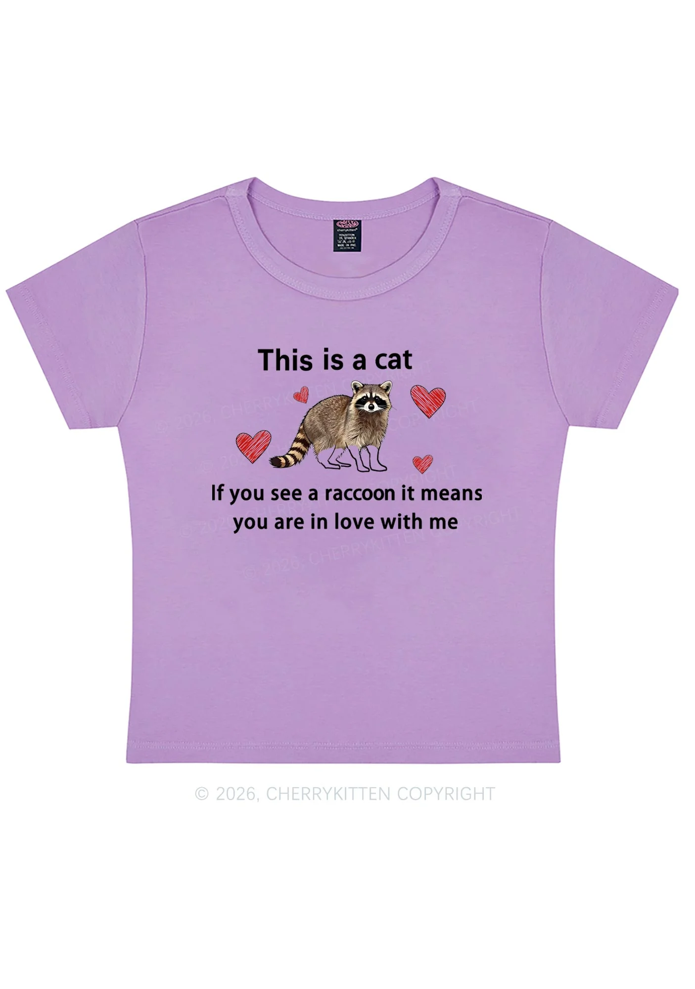 If You See A Raccoon Y2K Baby Tee Cherrykitten - Image 5