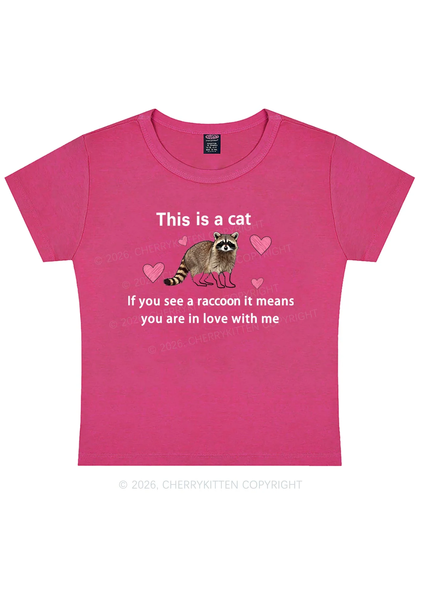 If You See A Raccoon Y2K Baby Tee Cherrykitten - Image 6