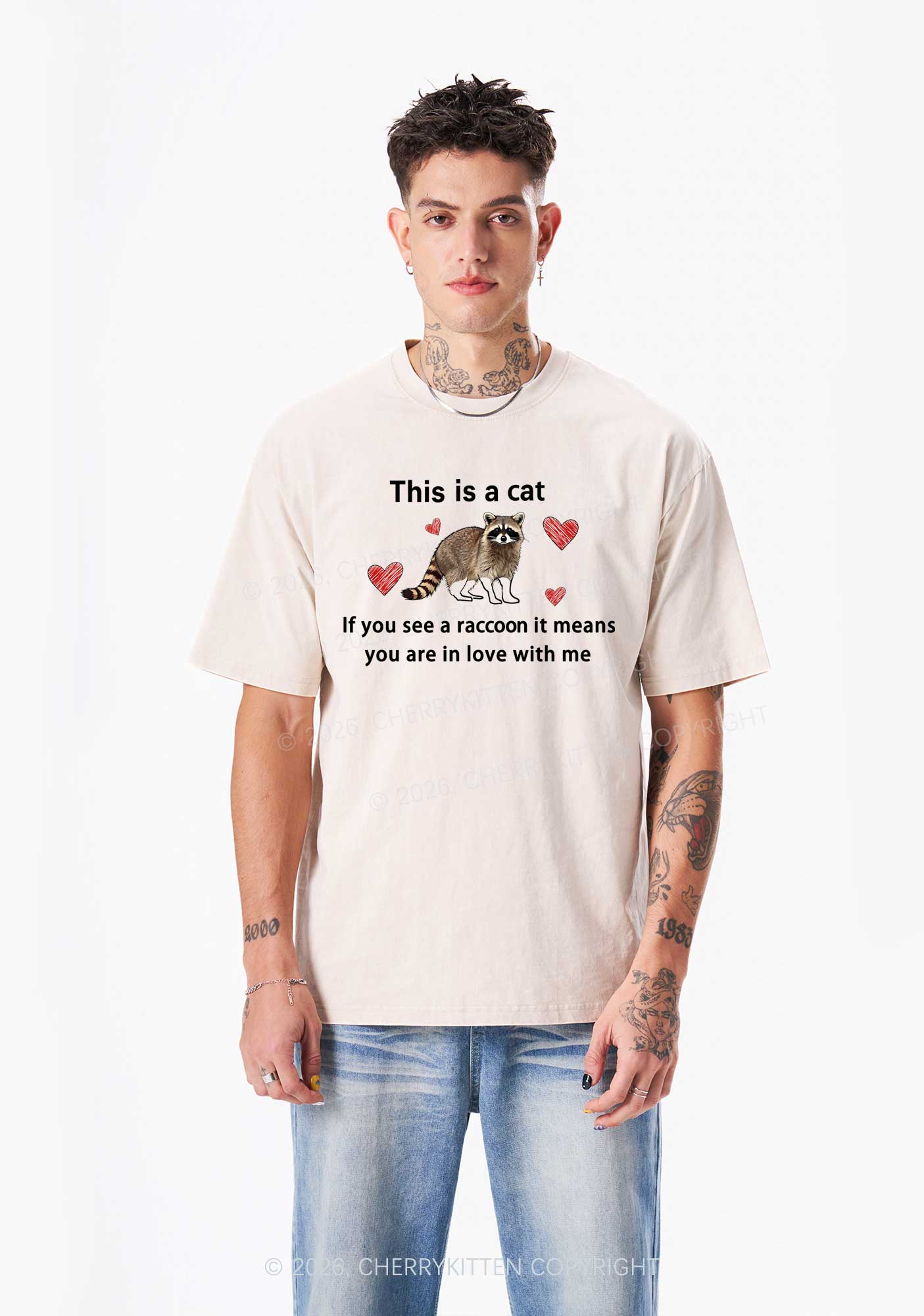 If You See A Raccoon Y2K Shirts Washed Tee Cherrykitten - Image 2
