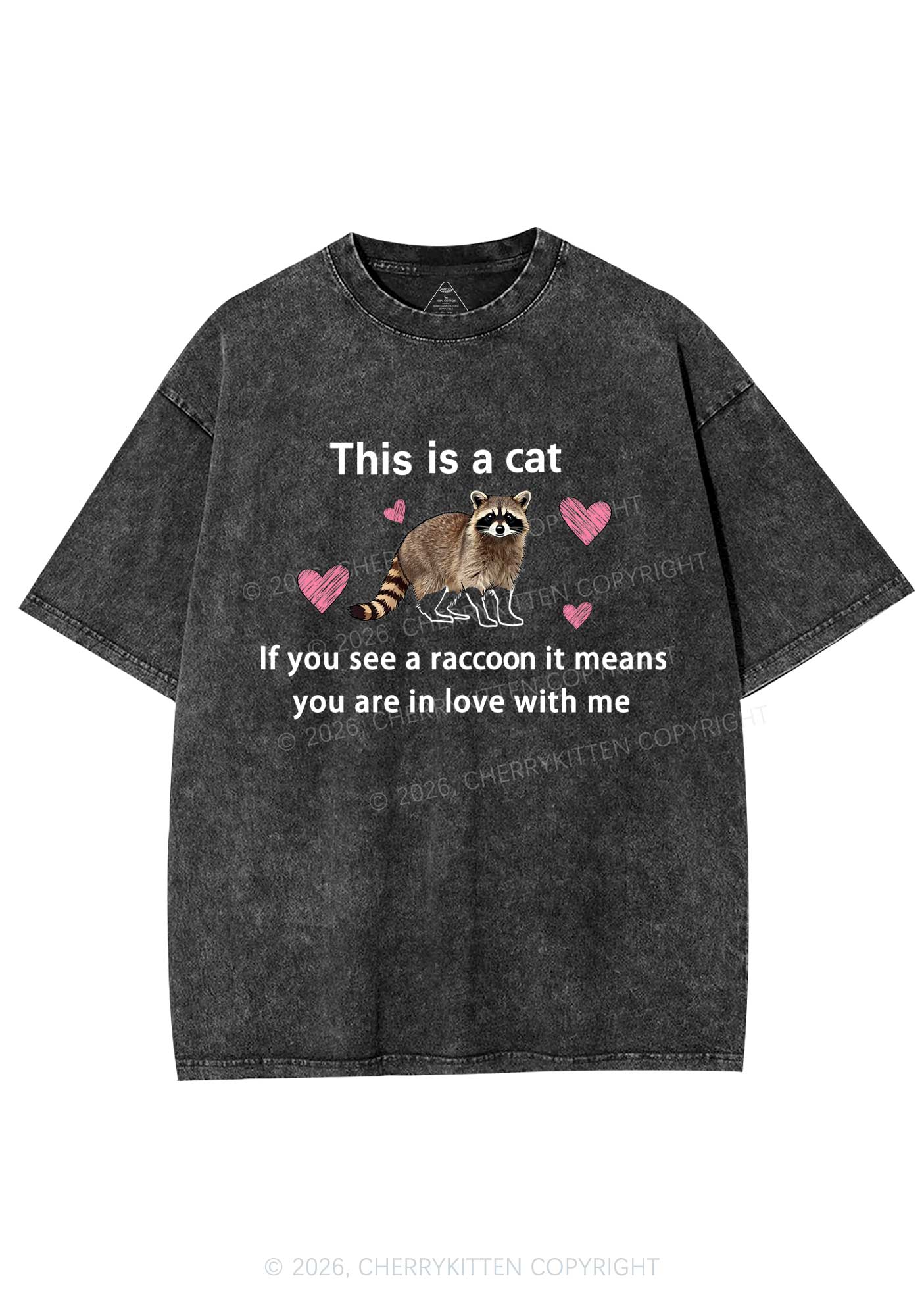 If You See A Raccoon Y2K Shirts Washed Tee Cherrykitten - Image 3