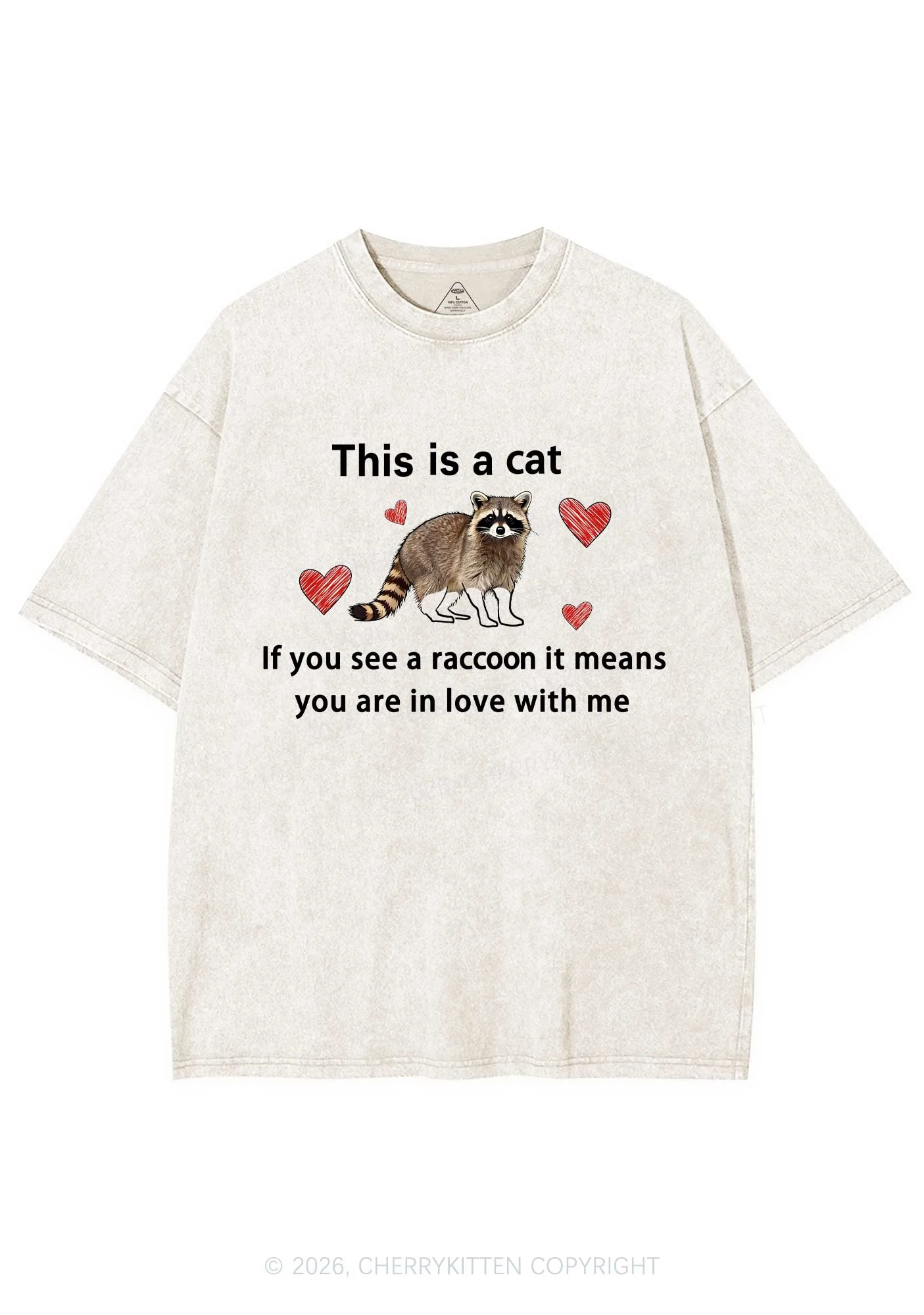If You See A Raccoon Y2K Shirts Washed Tee Cherrykitten - Image 5