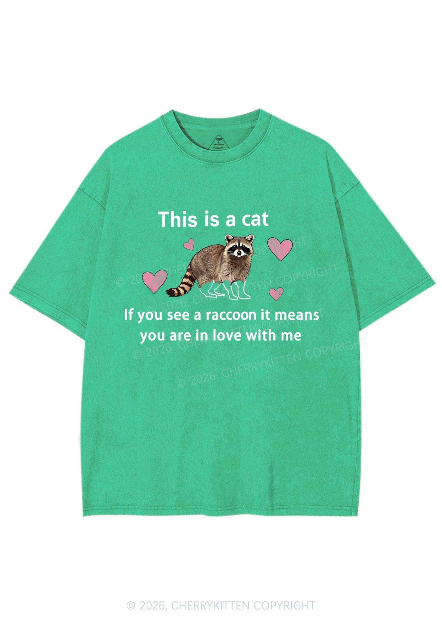 If You See A Raccoon Y2K Shirts Washed Tee Cherrykitten - Image 6