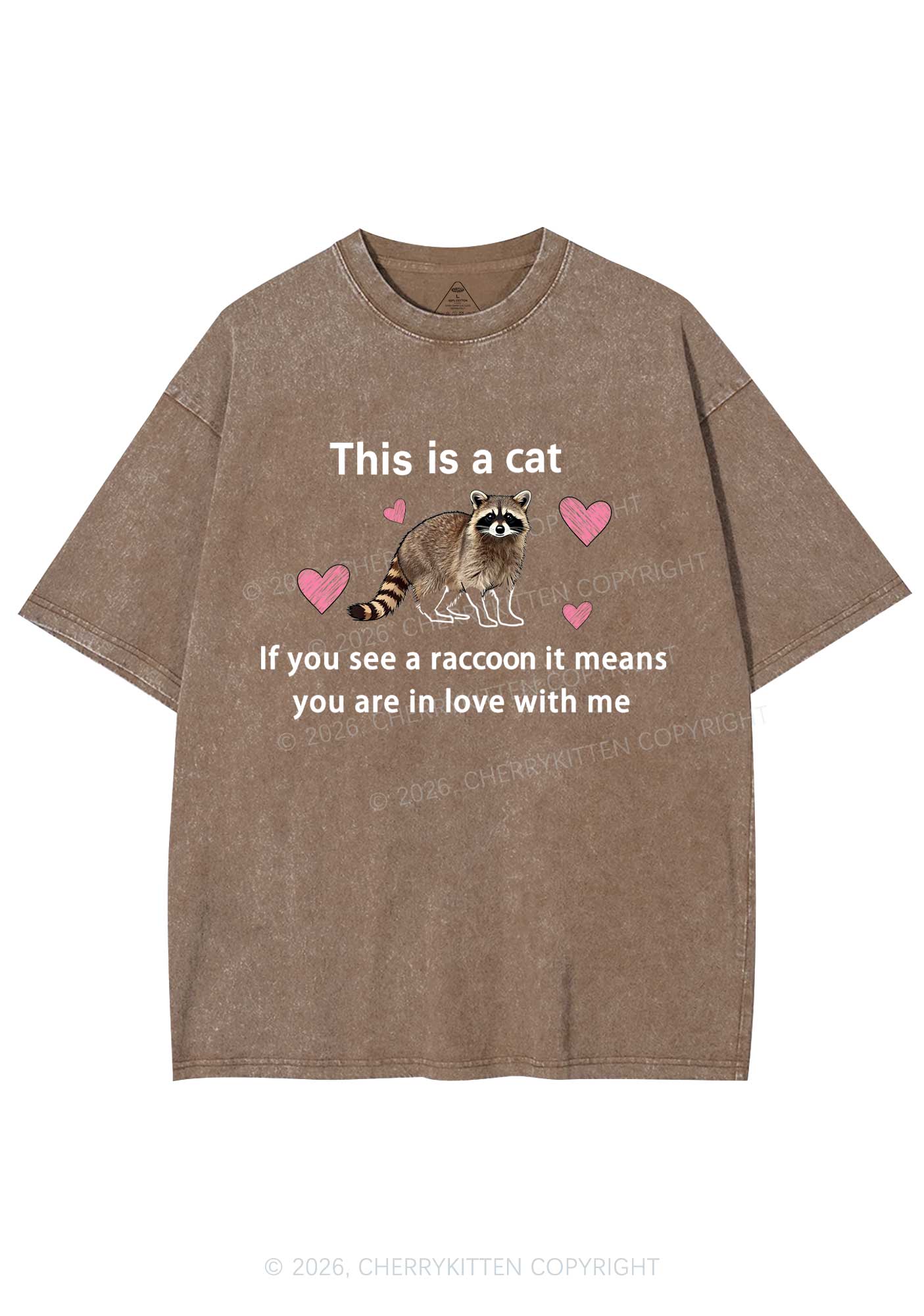 If You See A Raccoon Y2K Shirts Washed Tee Cherrykitten - Image 7