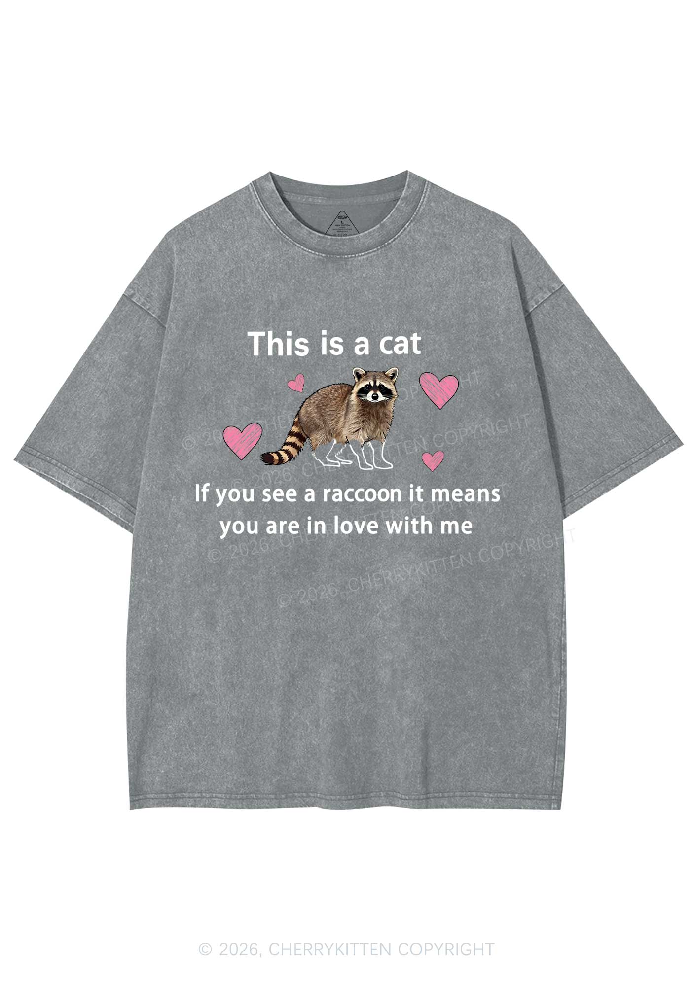 If You See A Raccoon Y2K Shirts Washed Tee Cherrykitten - Image 8