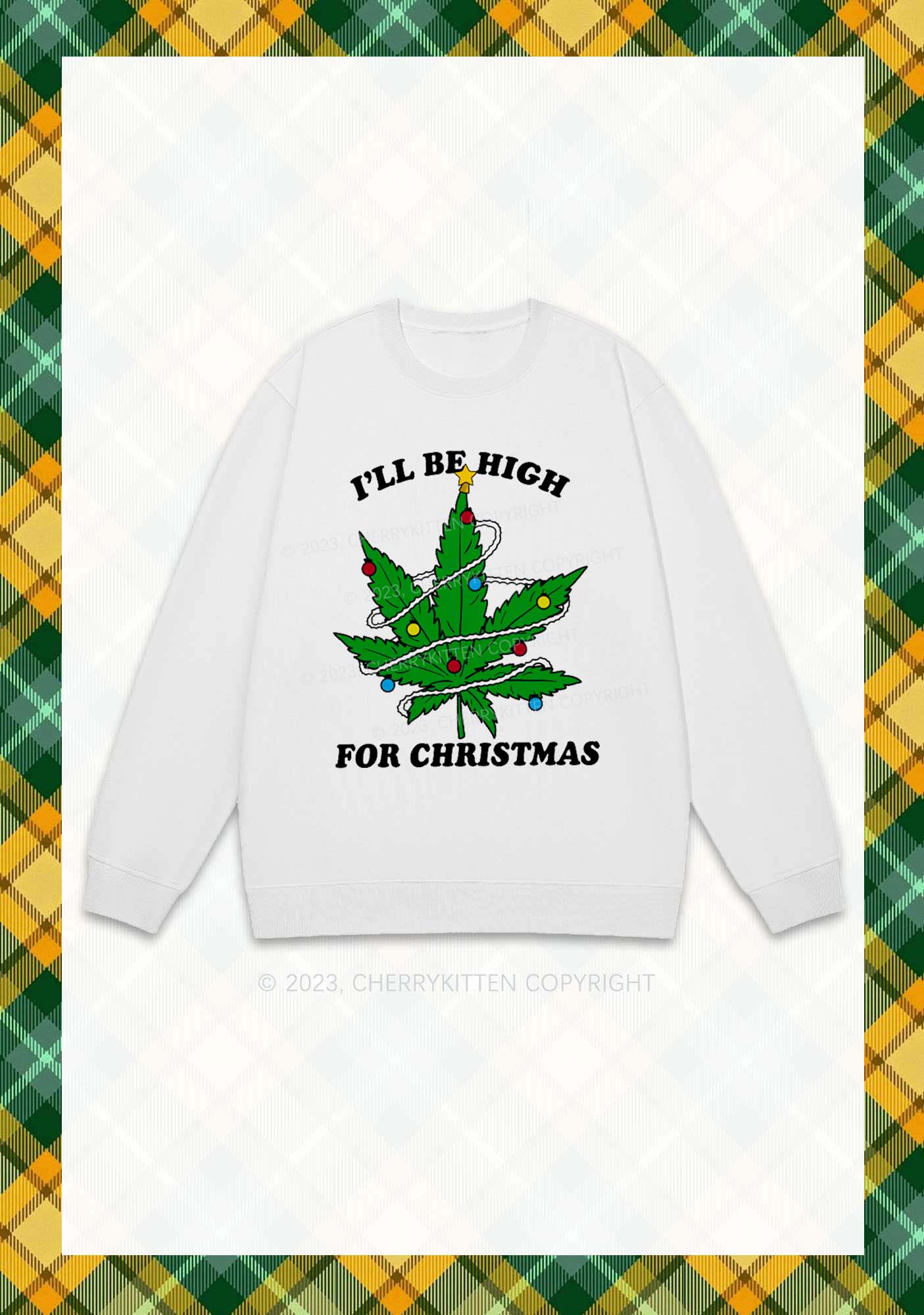 I'll Be High Christmas Y2K Sweatshirt Cherrykitten - Image 3