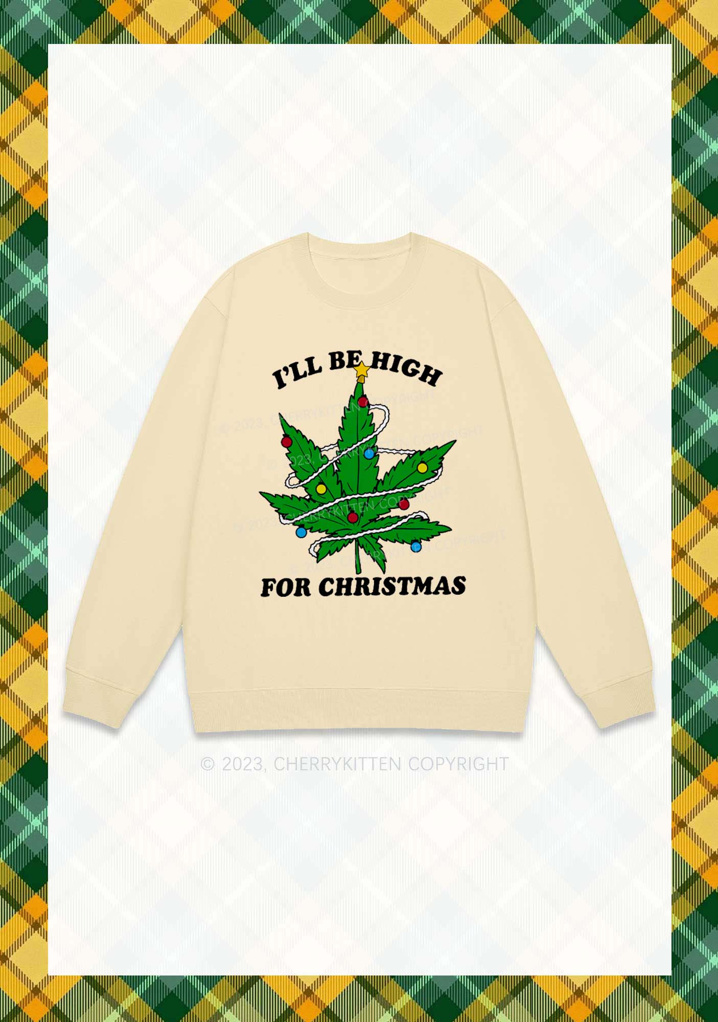 I'll Be High Christmas Y2K Sweatshirt Cherrykitten - Image 4