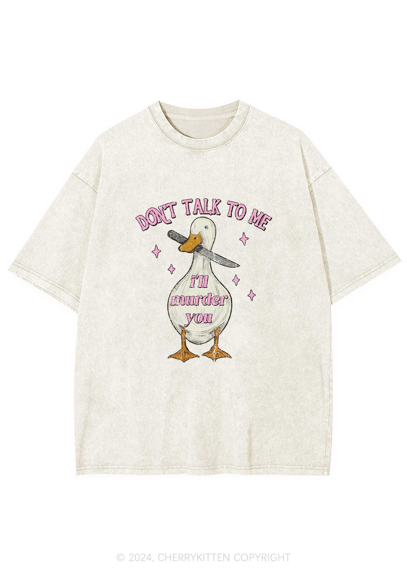 I'll Murder You Y2K Washed Tee Cherrykitten - Image 4