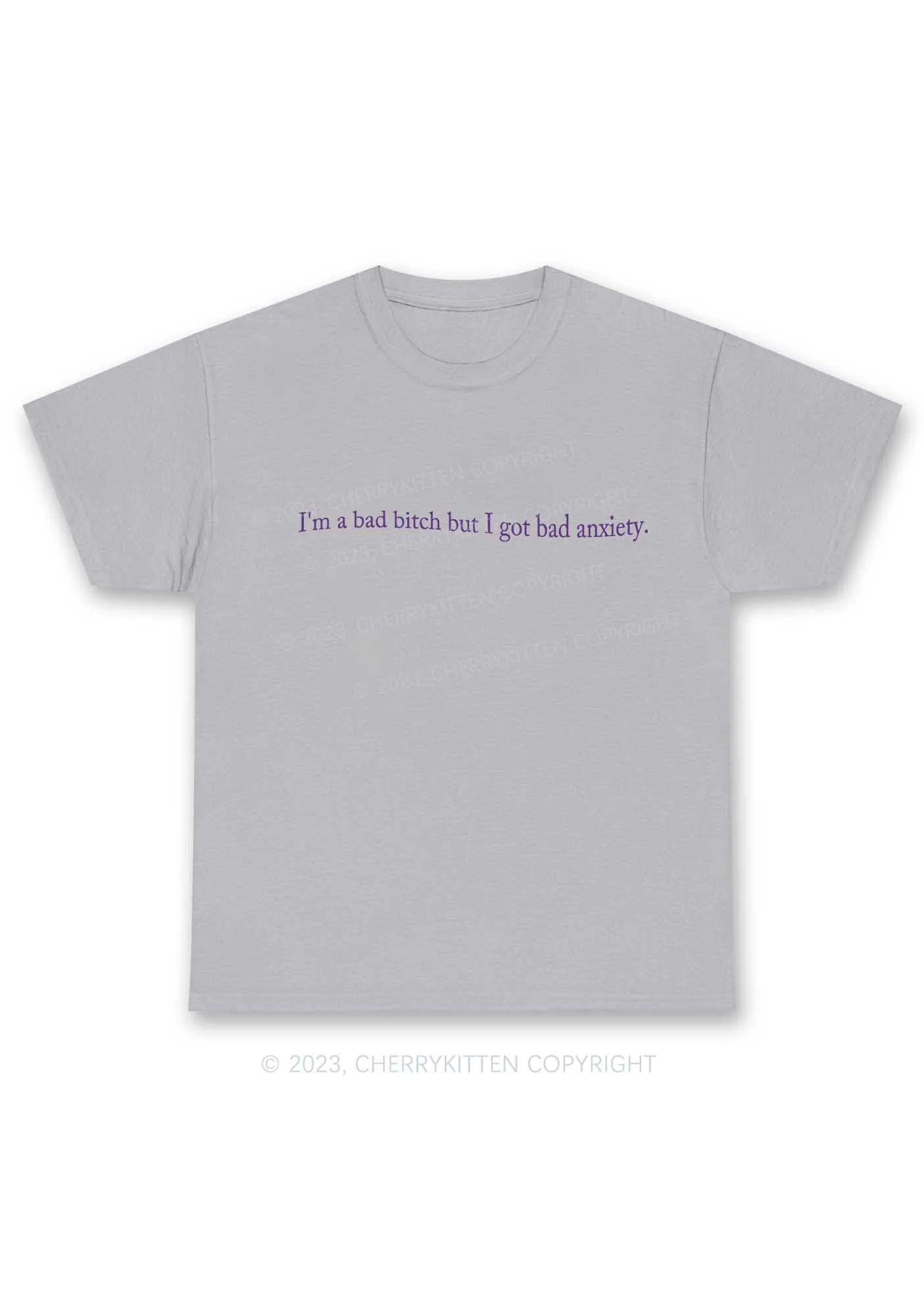 I'm A Bad Bxxch But I Got Bad Anxiety Y2K Chunky Shirt Cherrykitten - Image 7