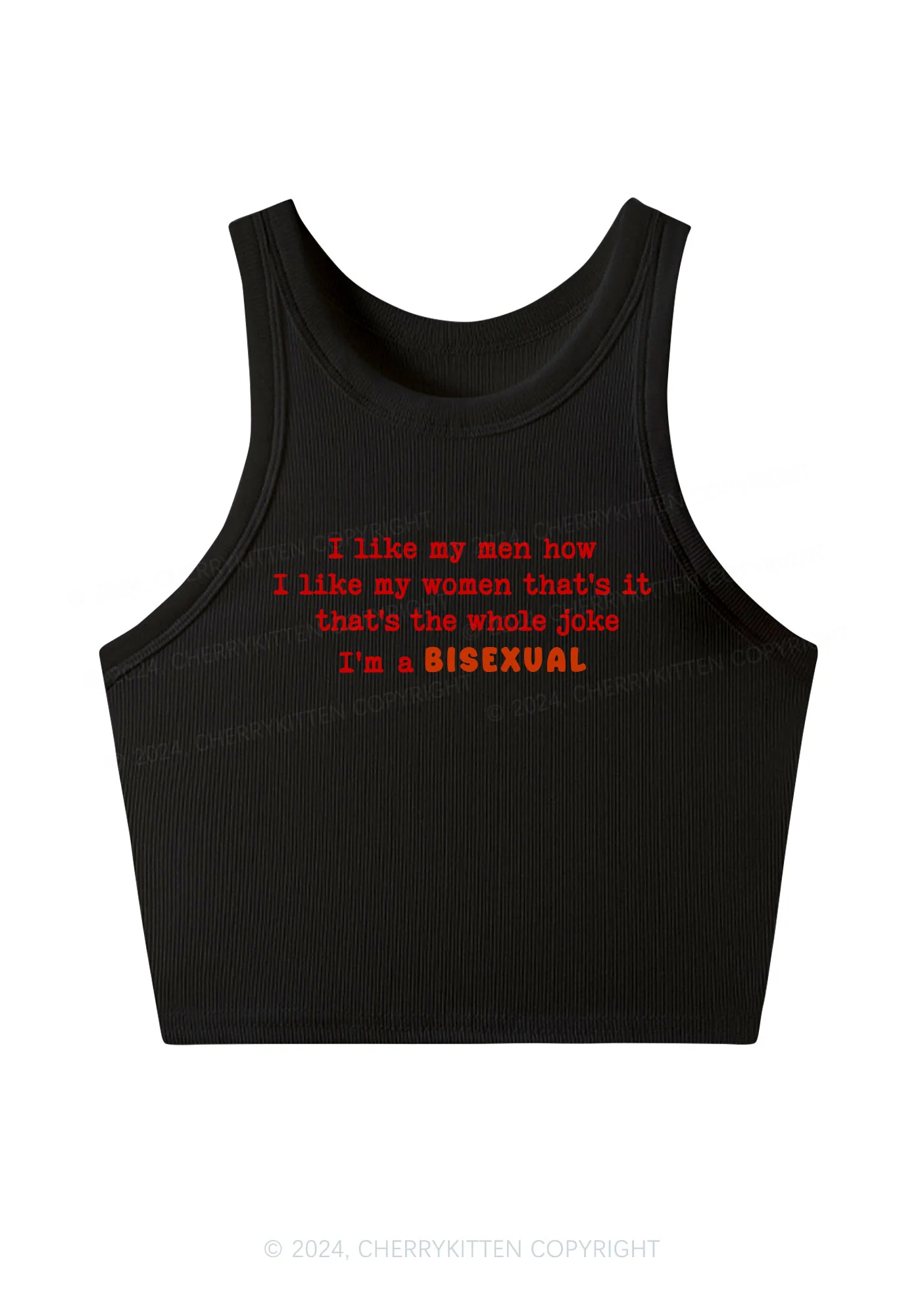 I'm A Bisexual Y2K Crop Tank Top Cherrykitten - Image 2
