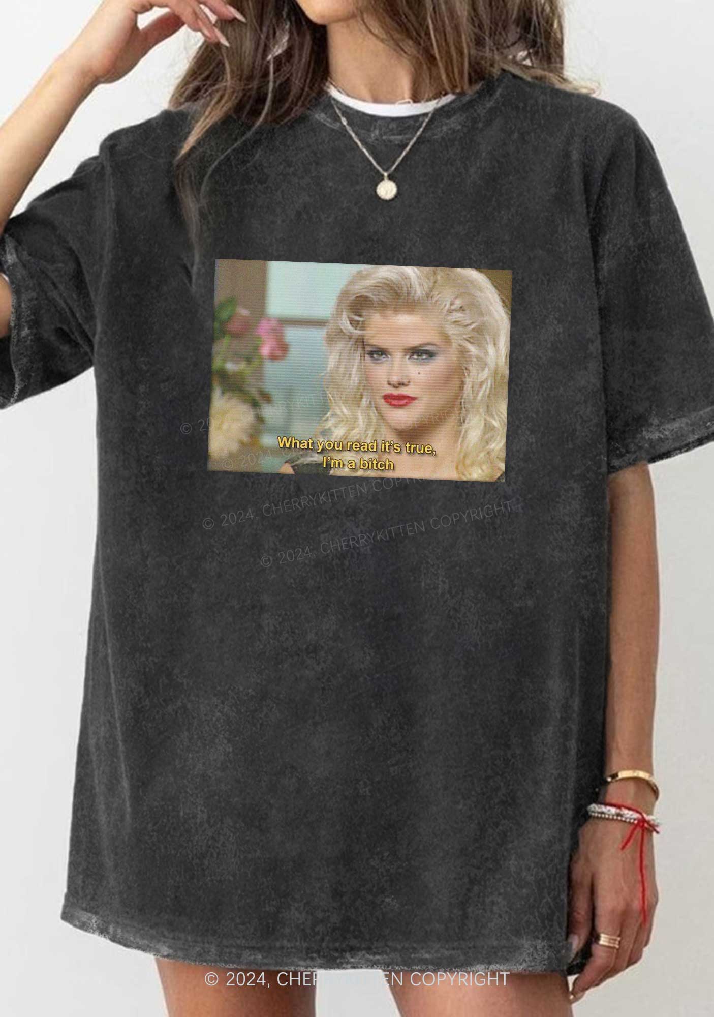 I'm A Bxxch Y2K Washed Tee Cherrykitten - Image 2