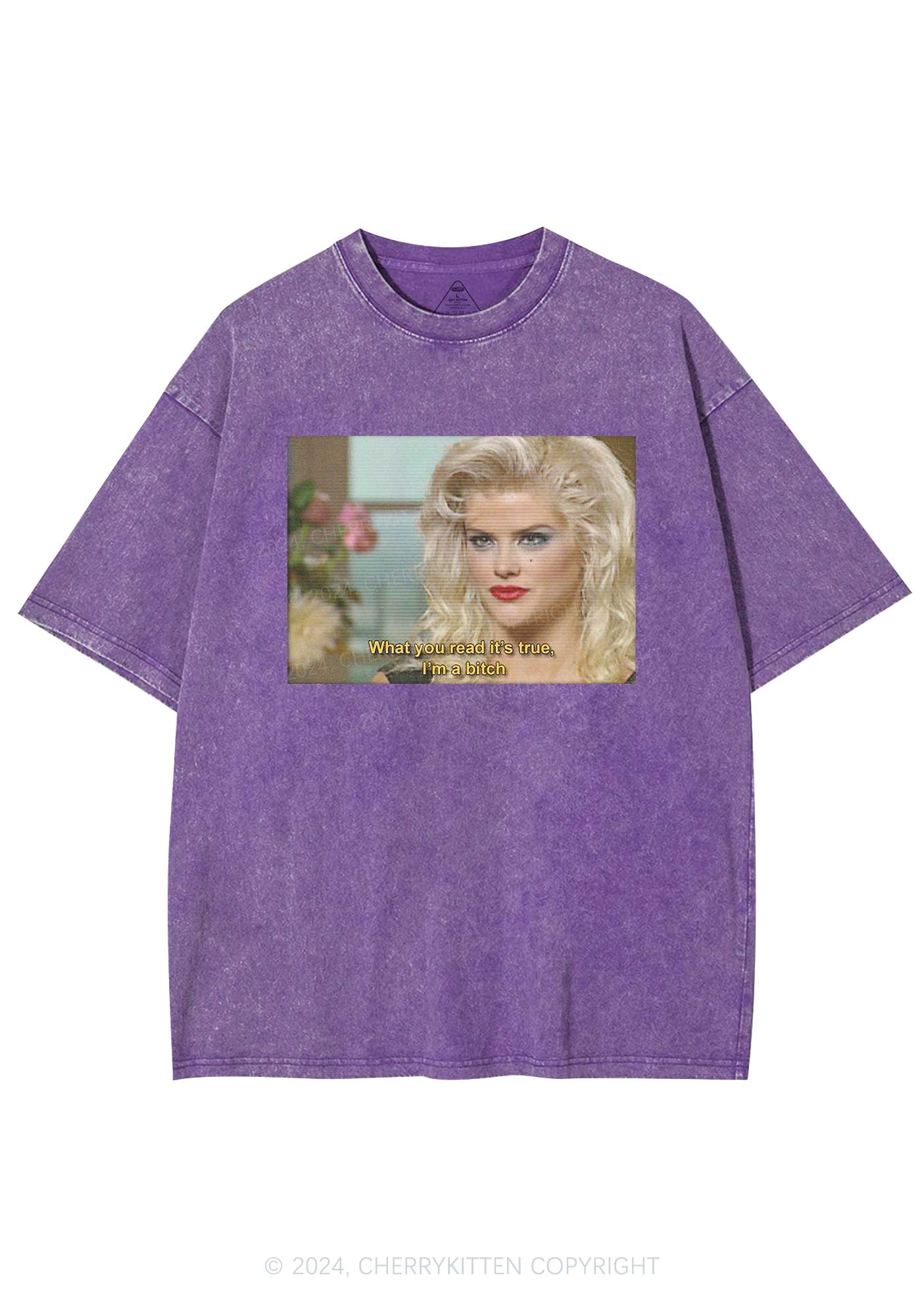 I'm A Bxxch Y2K Washed Tee Cherrykitten - Image 4