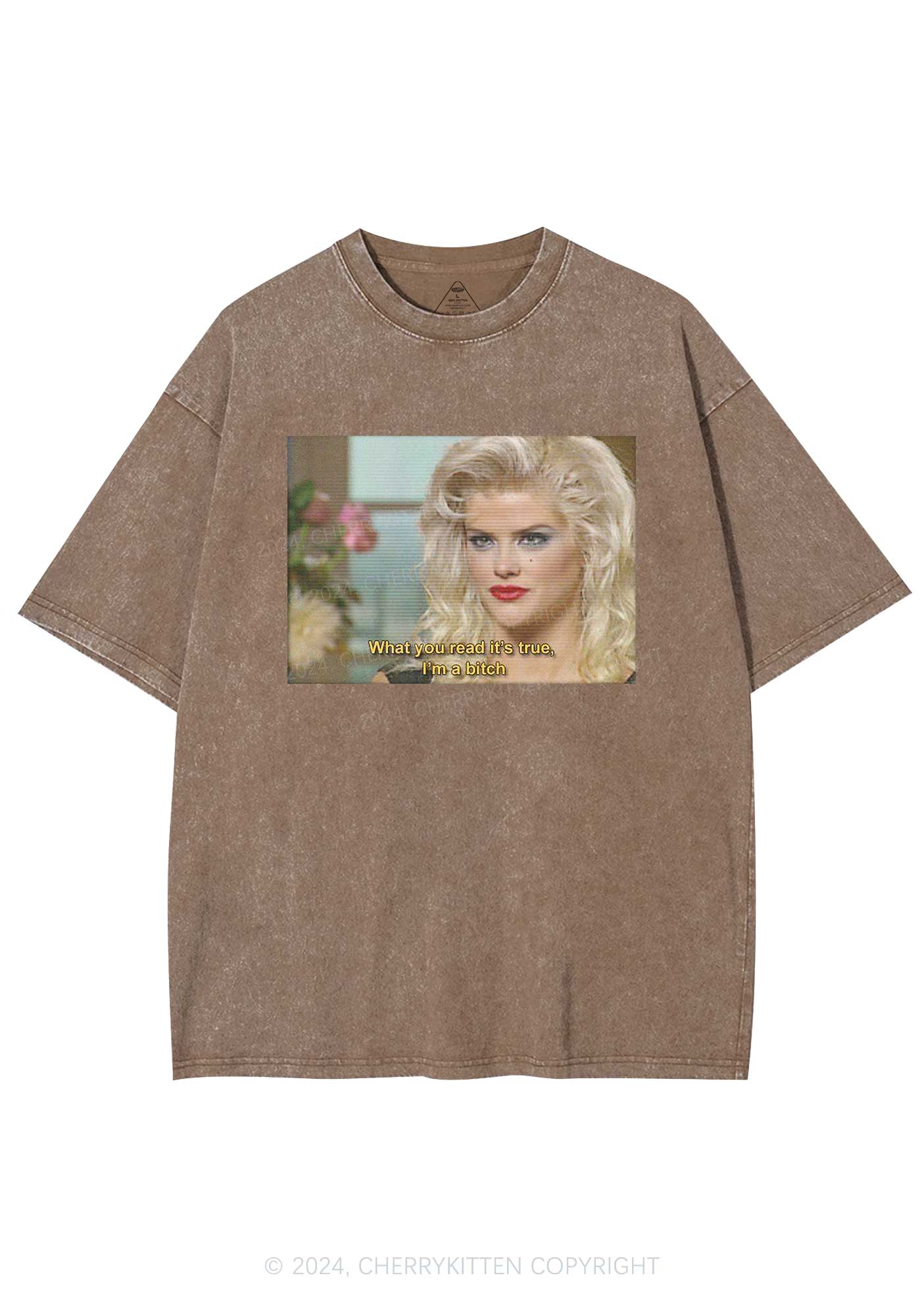 I'm A Bxxch Y2K Washed Tee Cherrykitten - Image 5