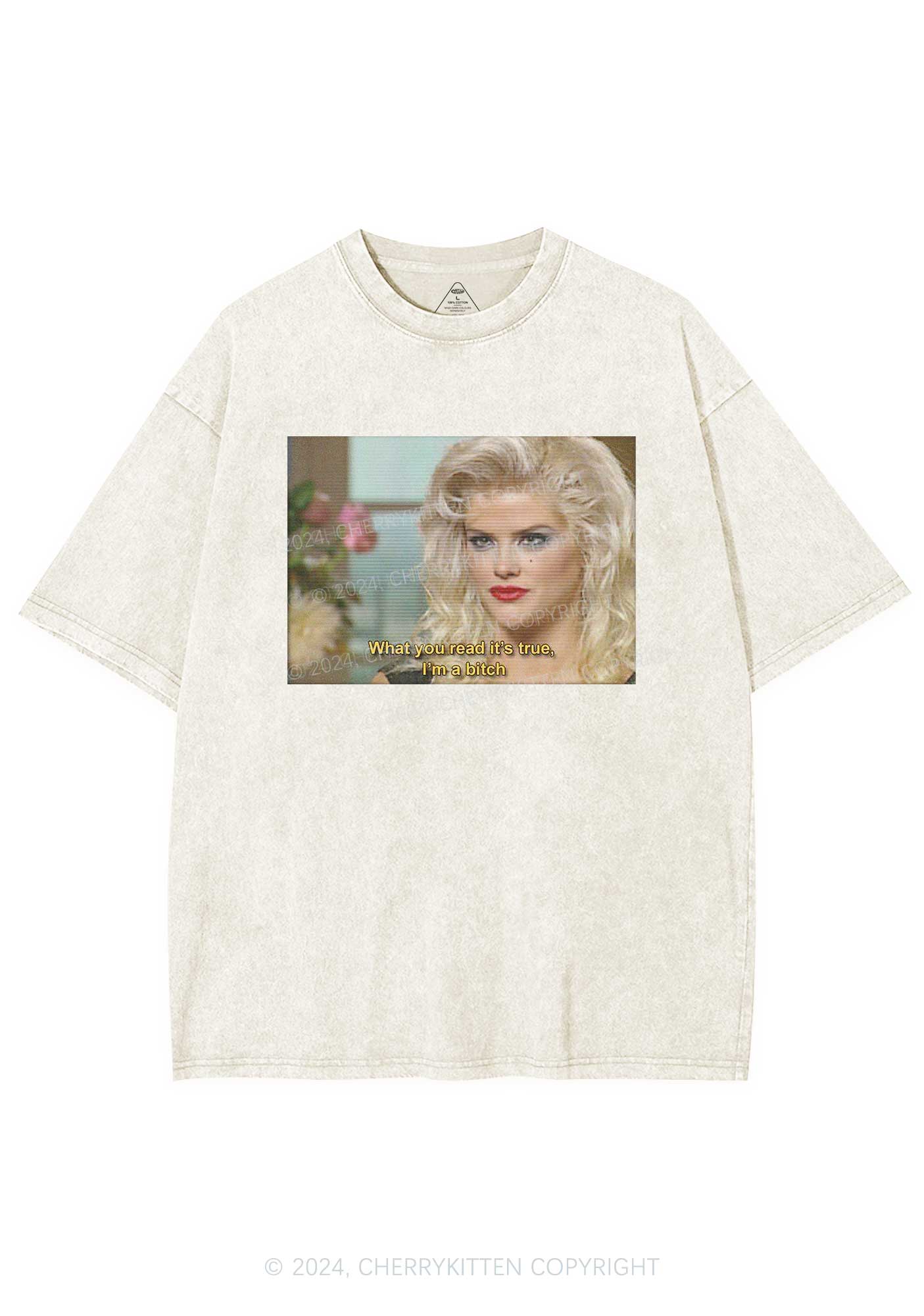 I'm A Bxxch Y2K Washed Tee Cherrykitten - Image 6