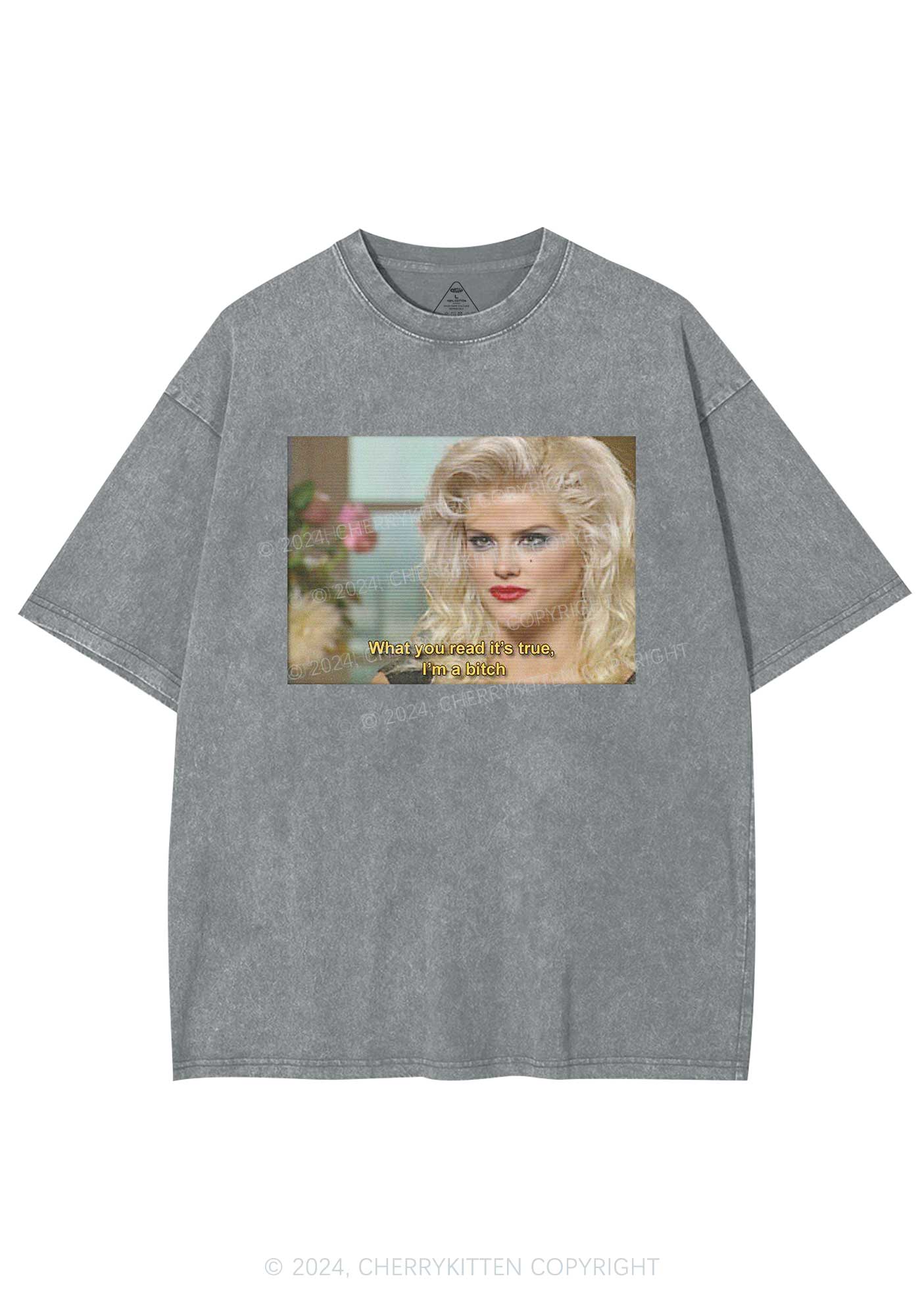 I'm A Bxxch Y2K Washed Tee Cherrykitten - Image 7