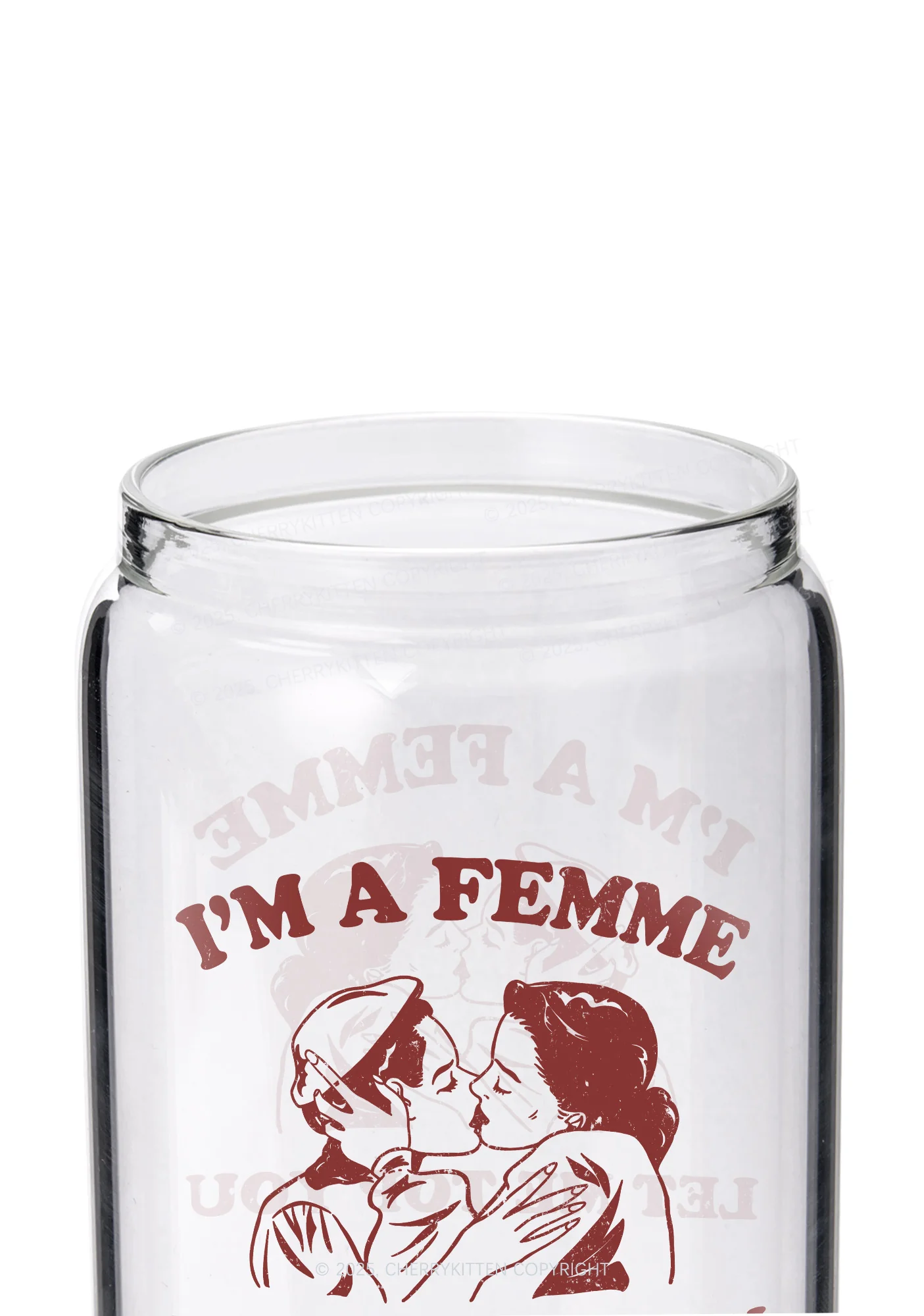 I'm A Femme Pride Y2K Printed Glass Cup Cherrykitten - Image 2