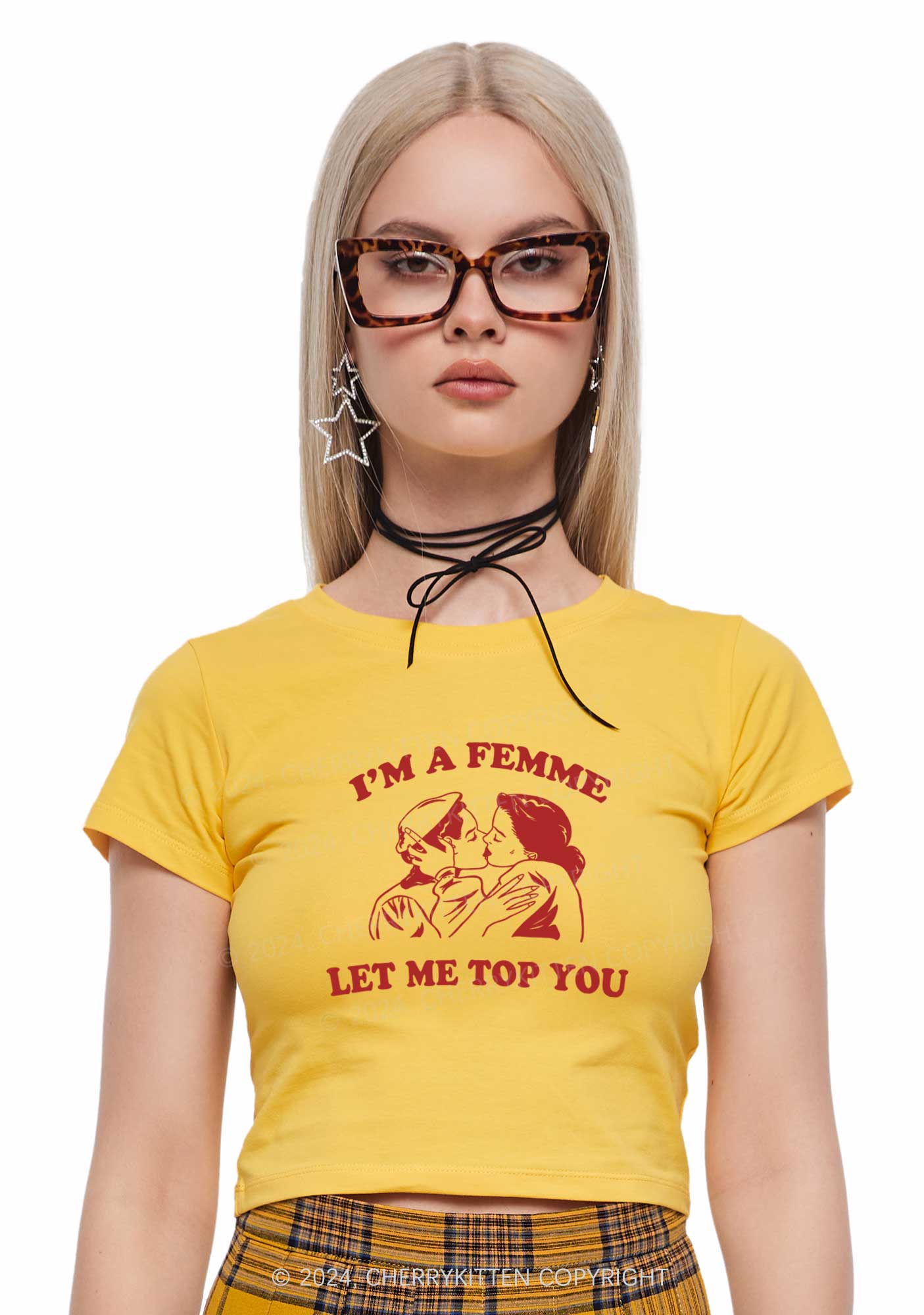 I'm A Femme Y2K Baby Tee Cherrykitten - Image 4