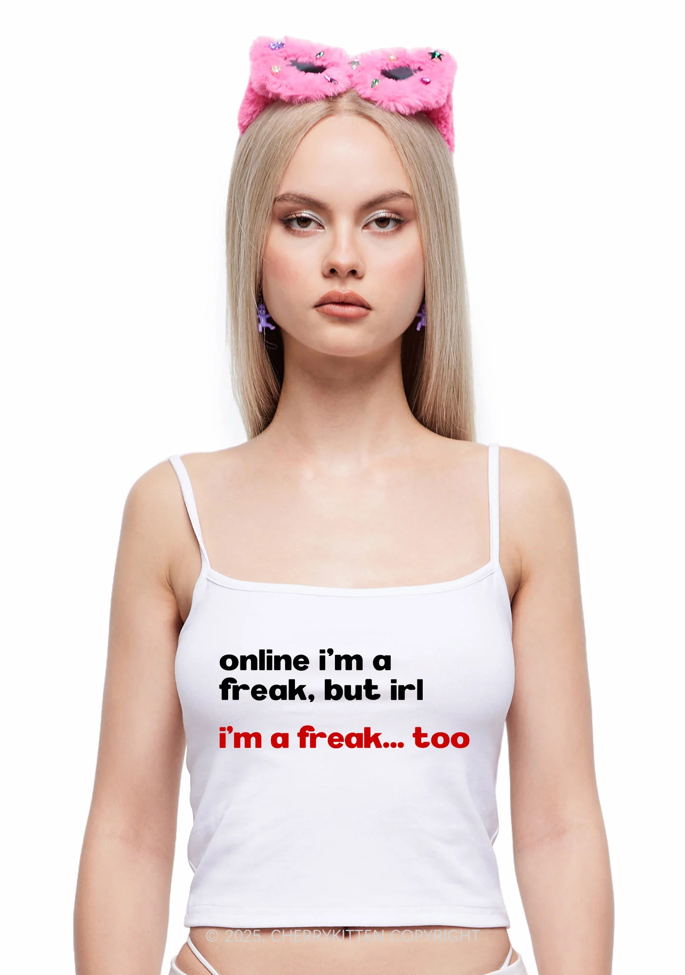 Im A Freak Y2K Spaghetti Strap Cami Cherrykitten - Image 2