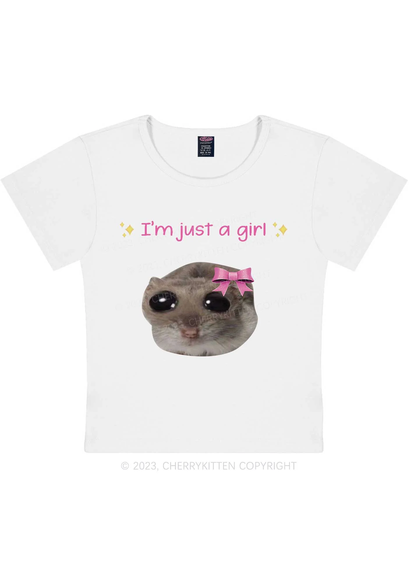 I'm A Girl Y2K Baby Tee Cherrykitten - Image 4