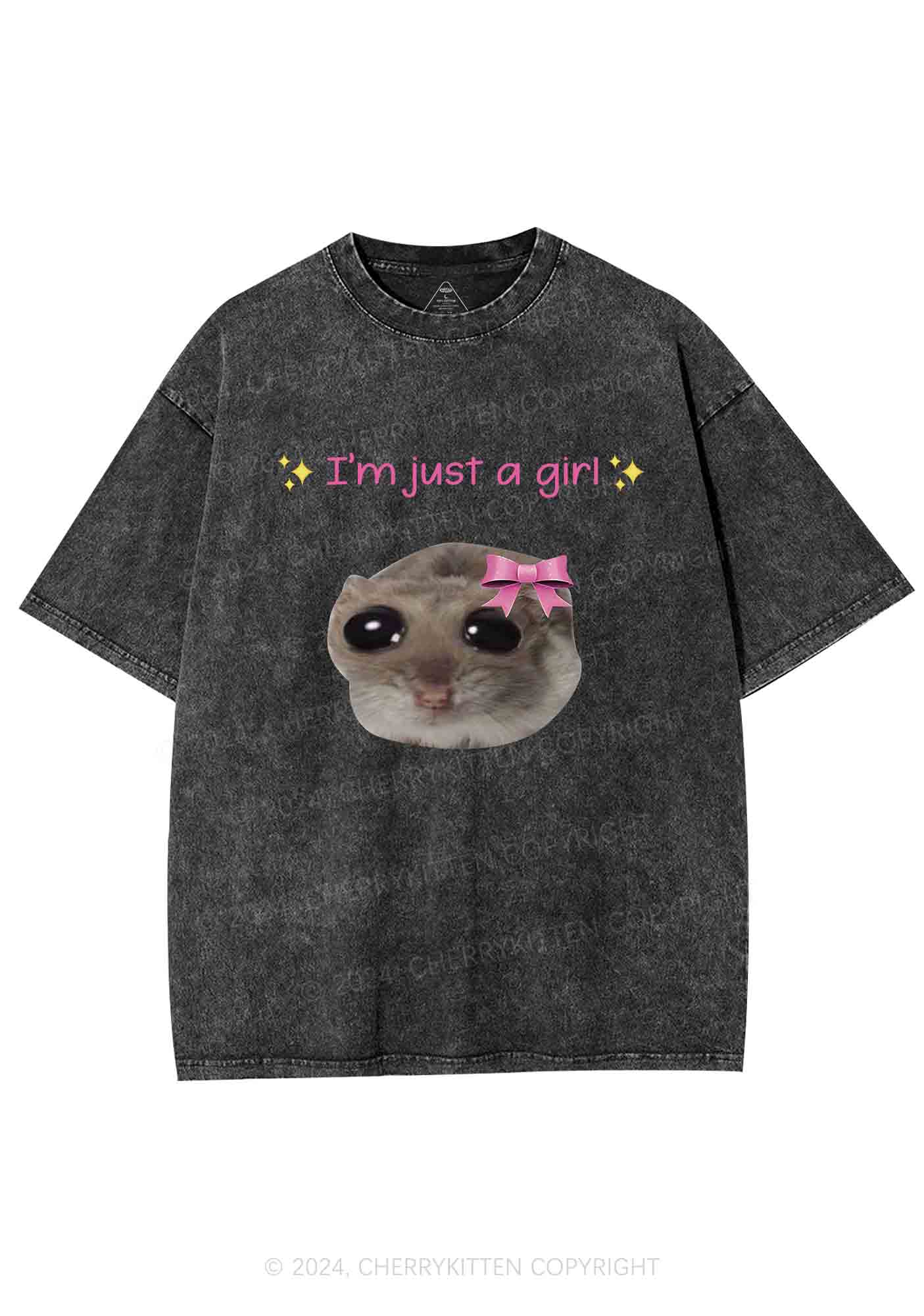 I'm A Girl Y2K Washed Tee Cherrykitten - Image 3