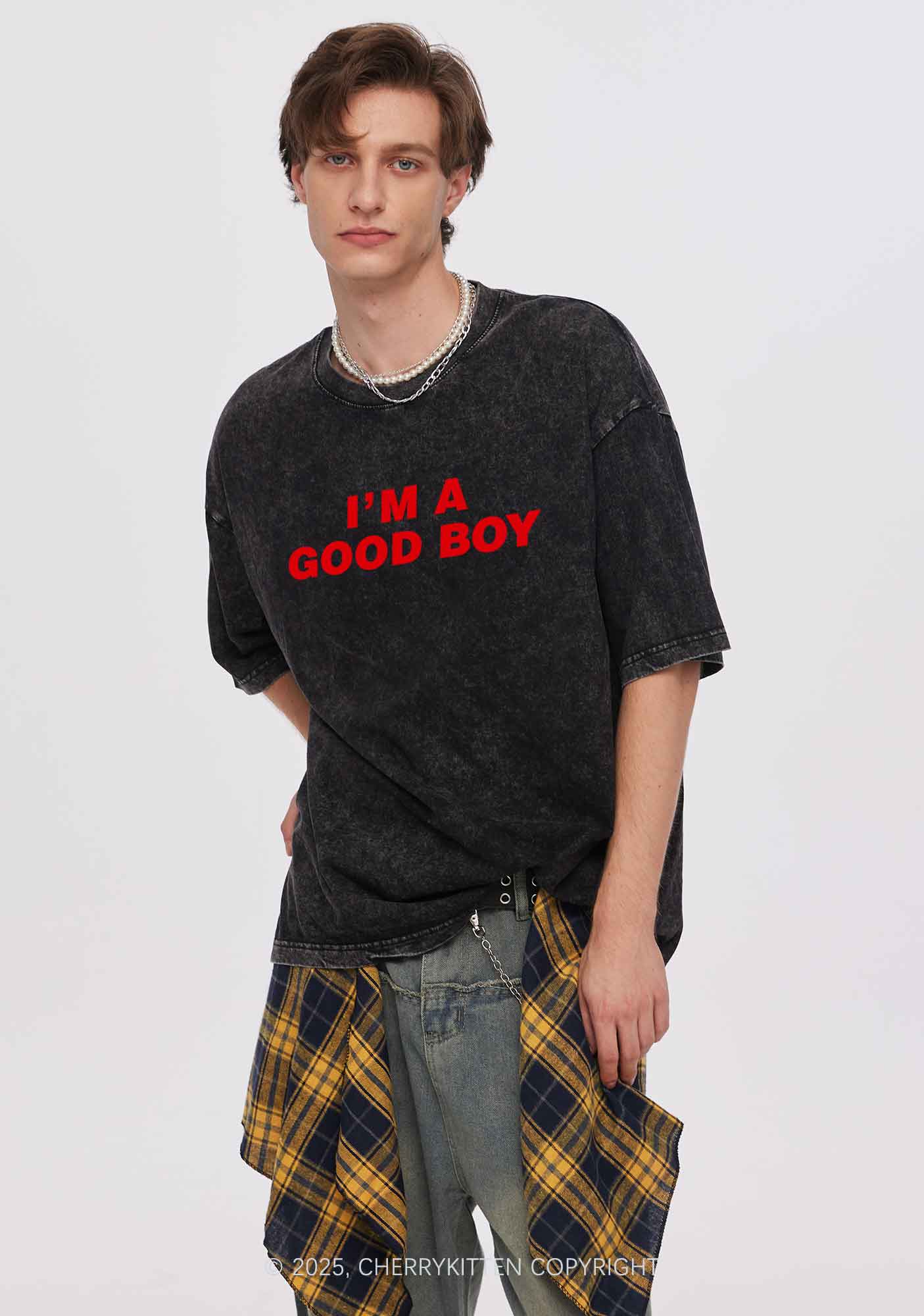 Im A Good Boy Y2K Shirts Washed Tee Cherrykitten - Image 2