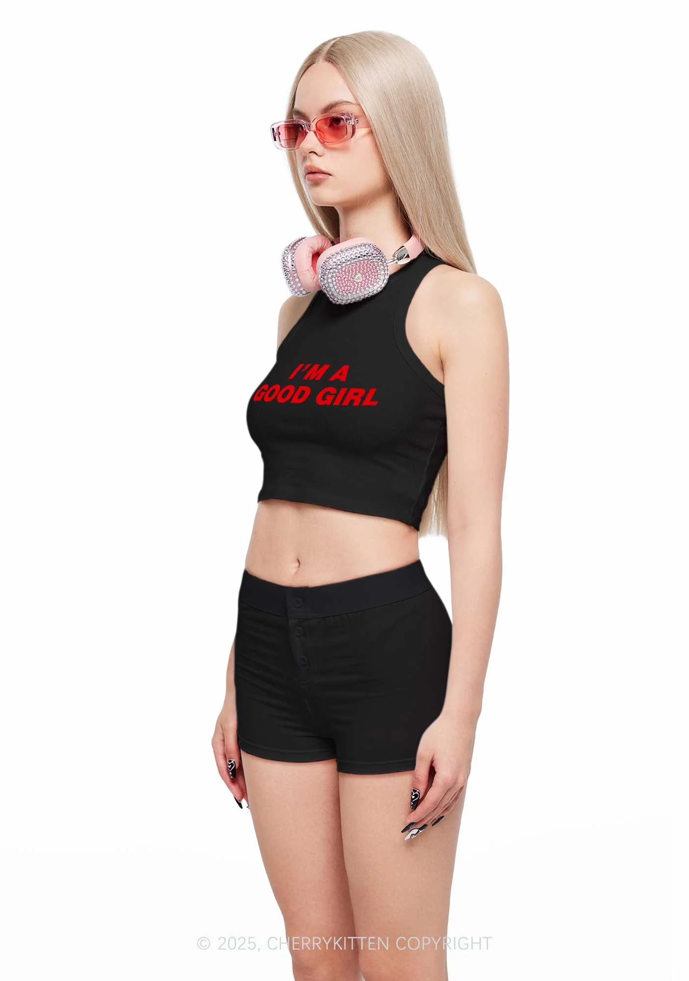 Im A Good Girl Y2K Crop Tank Top Cherrykitten - Image 2