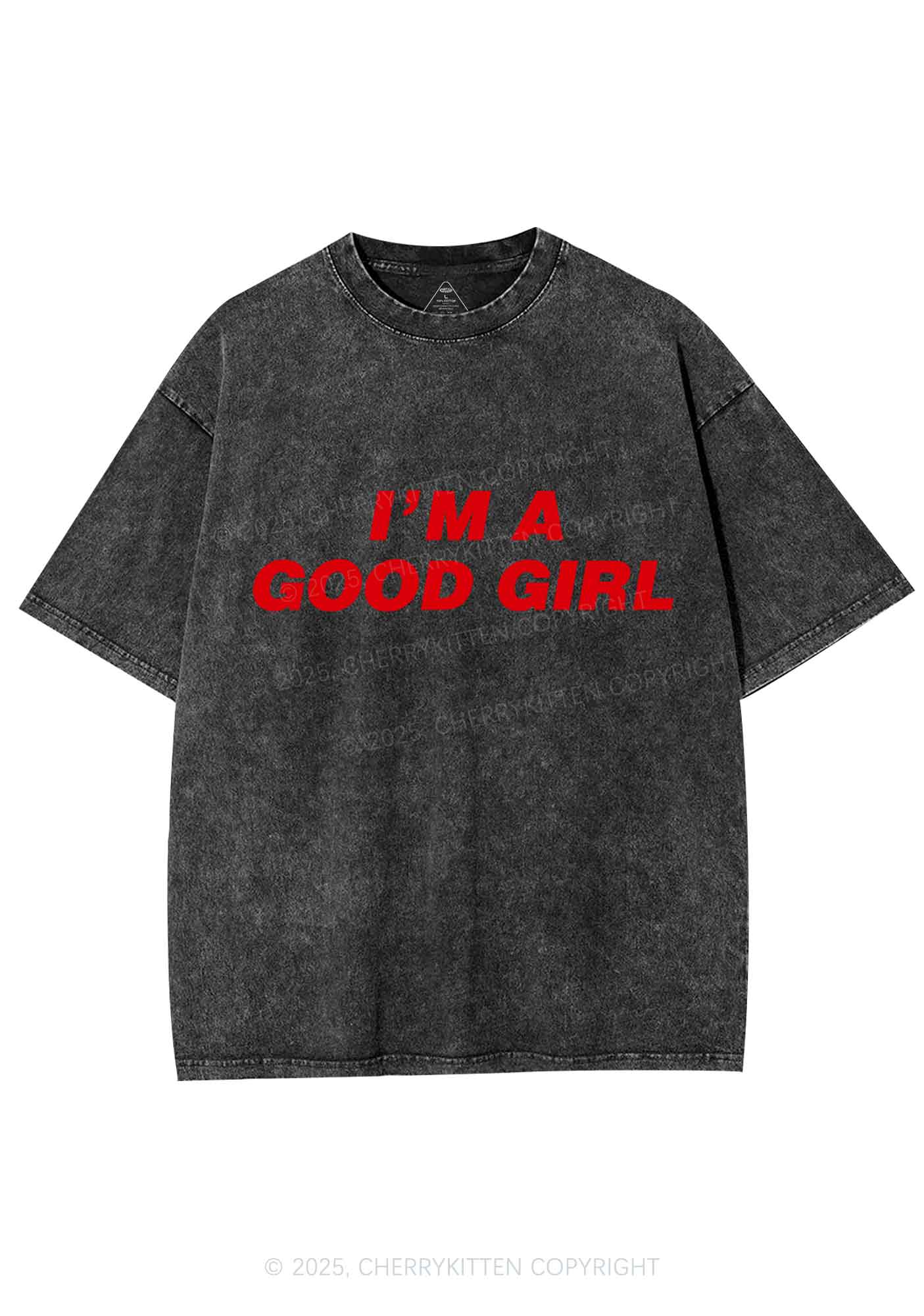 Im A Good Girl Y2K Shirts Washed Tee Cherrykitten - Image 3