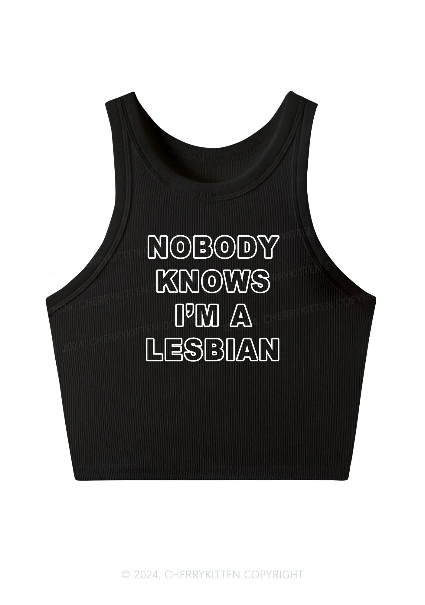 I'm A Lesbian Y2K Crop Tank Top Cherrykitten - Image 2