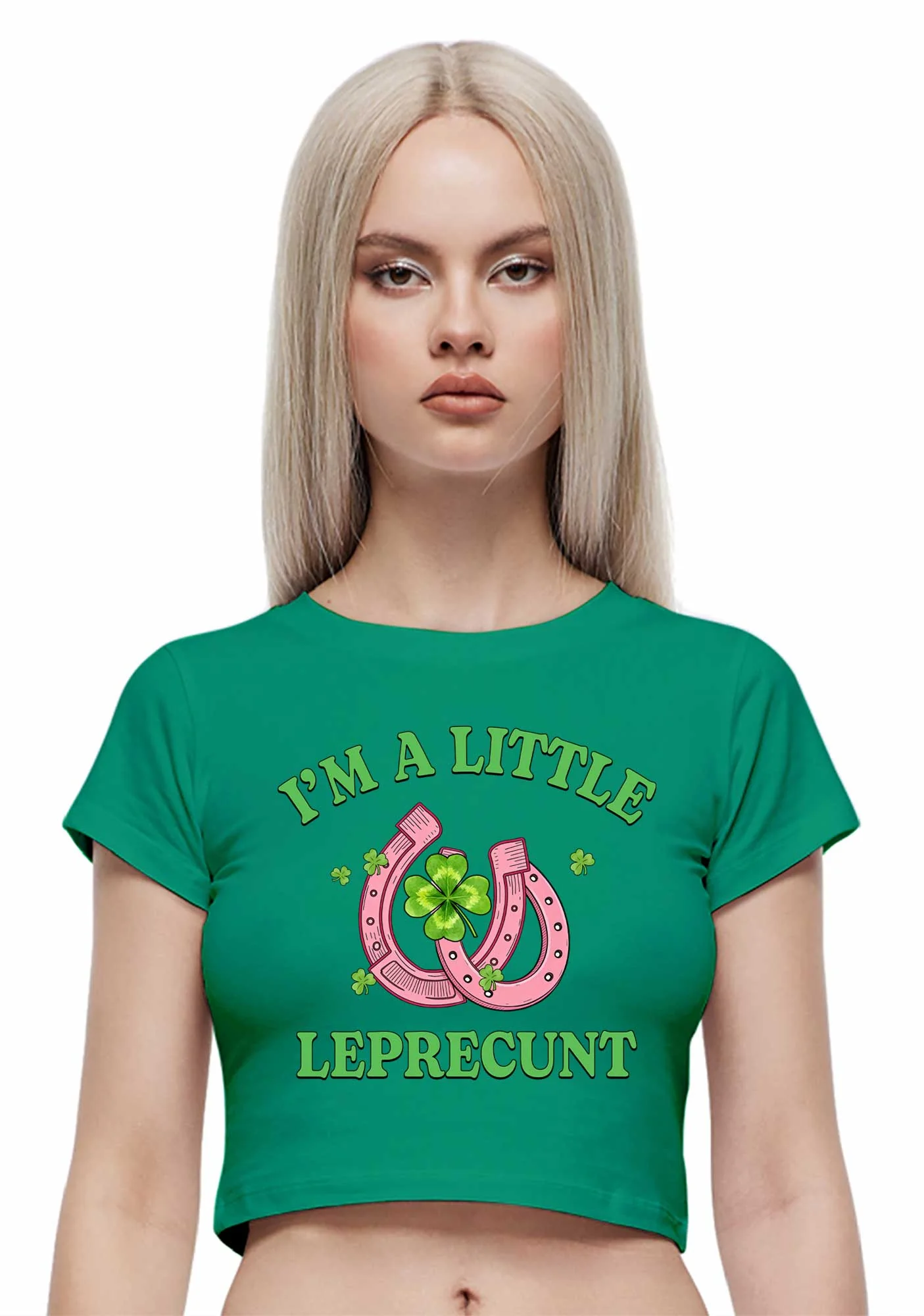 Im A Little Leprecxxt St Patricks Y2K Baby Tee Cherrykitten - Image 2