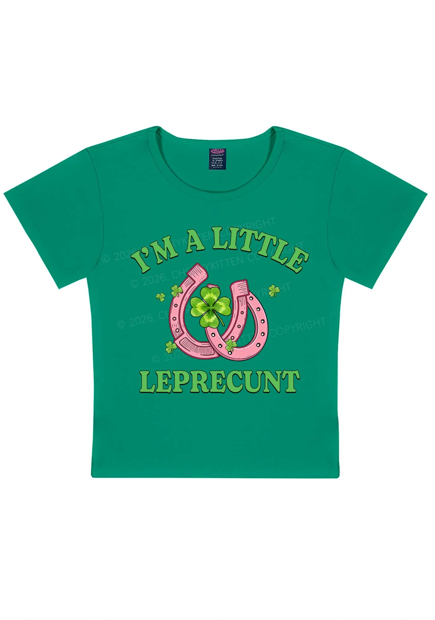 Im A Little Leprecxxt St Patricks Y2K Baby Tee Cherrykitten - Image 3