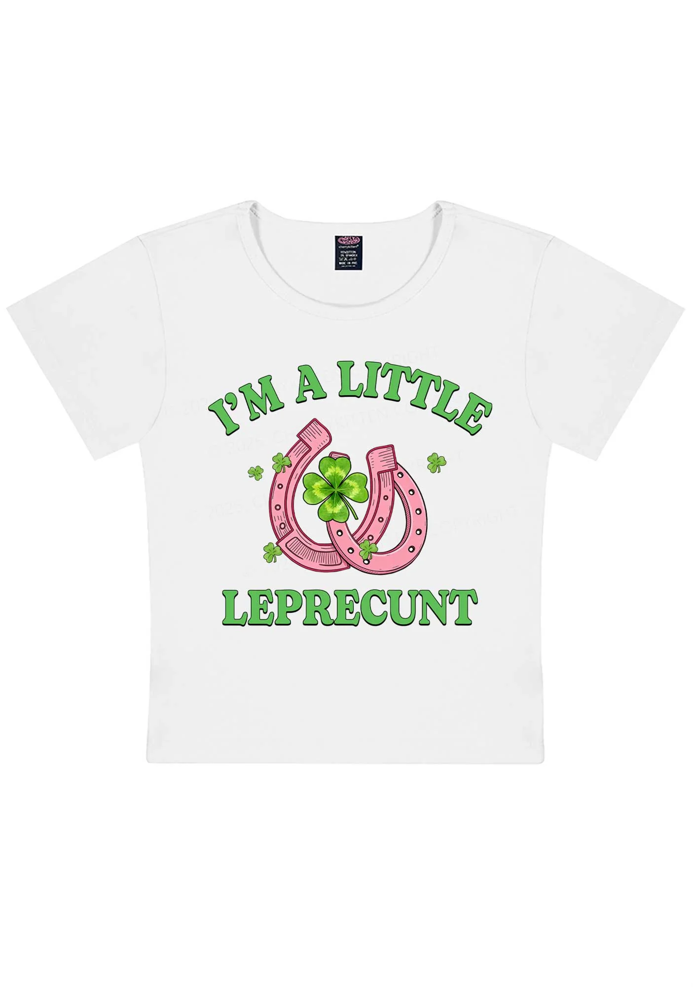 Im A Little Leprecxxt St Patricks Y2K Baby Tee Cherrykitten - Image 4