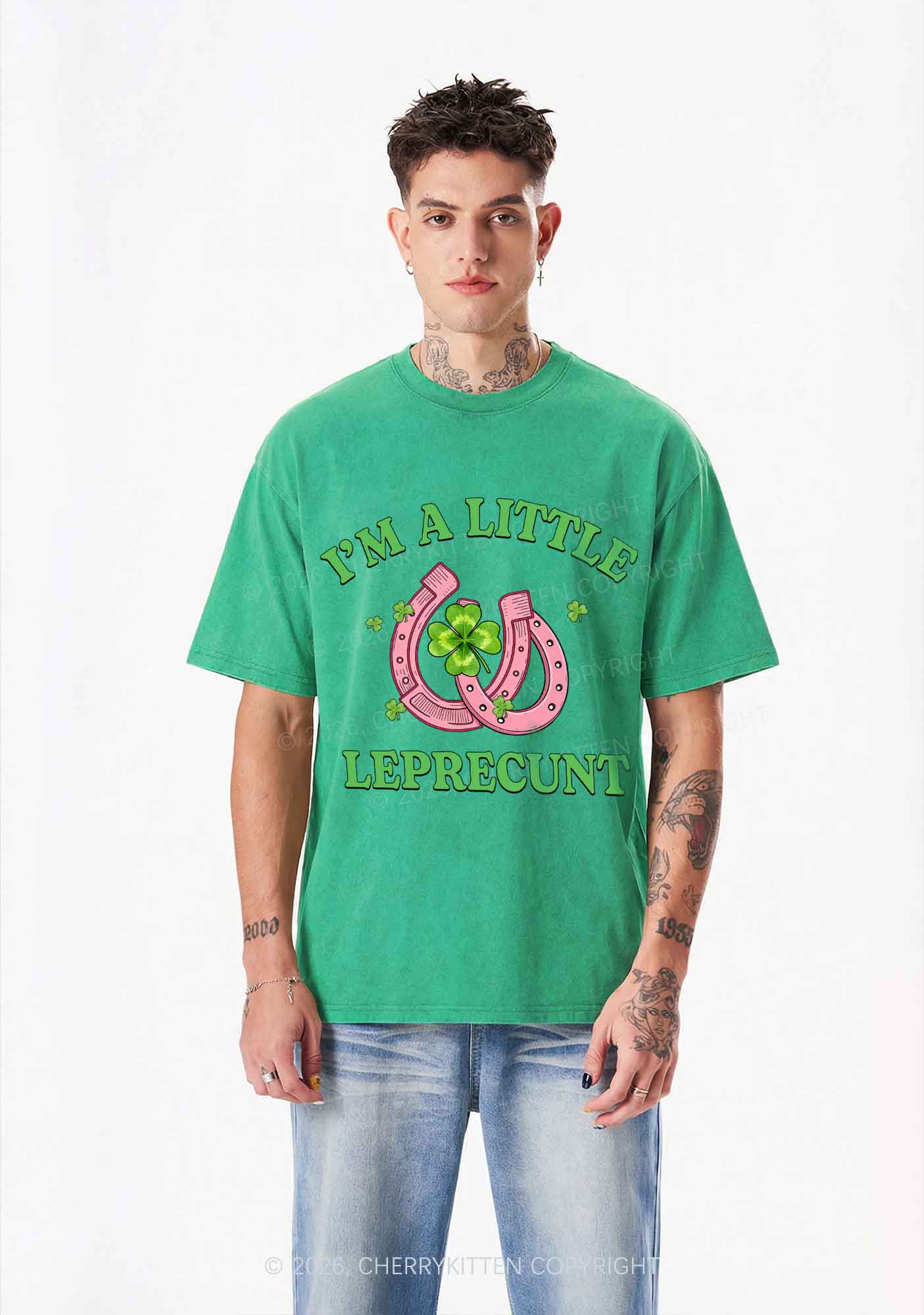 Im A Little Leprecxxt St Patricks Y2K Shirts Washed Tee Cherrykitten - Image 2