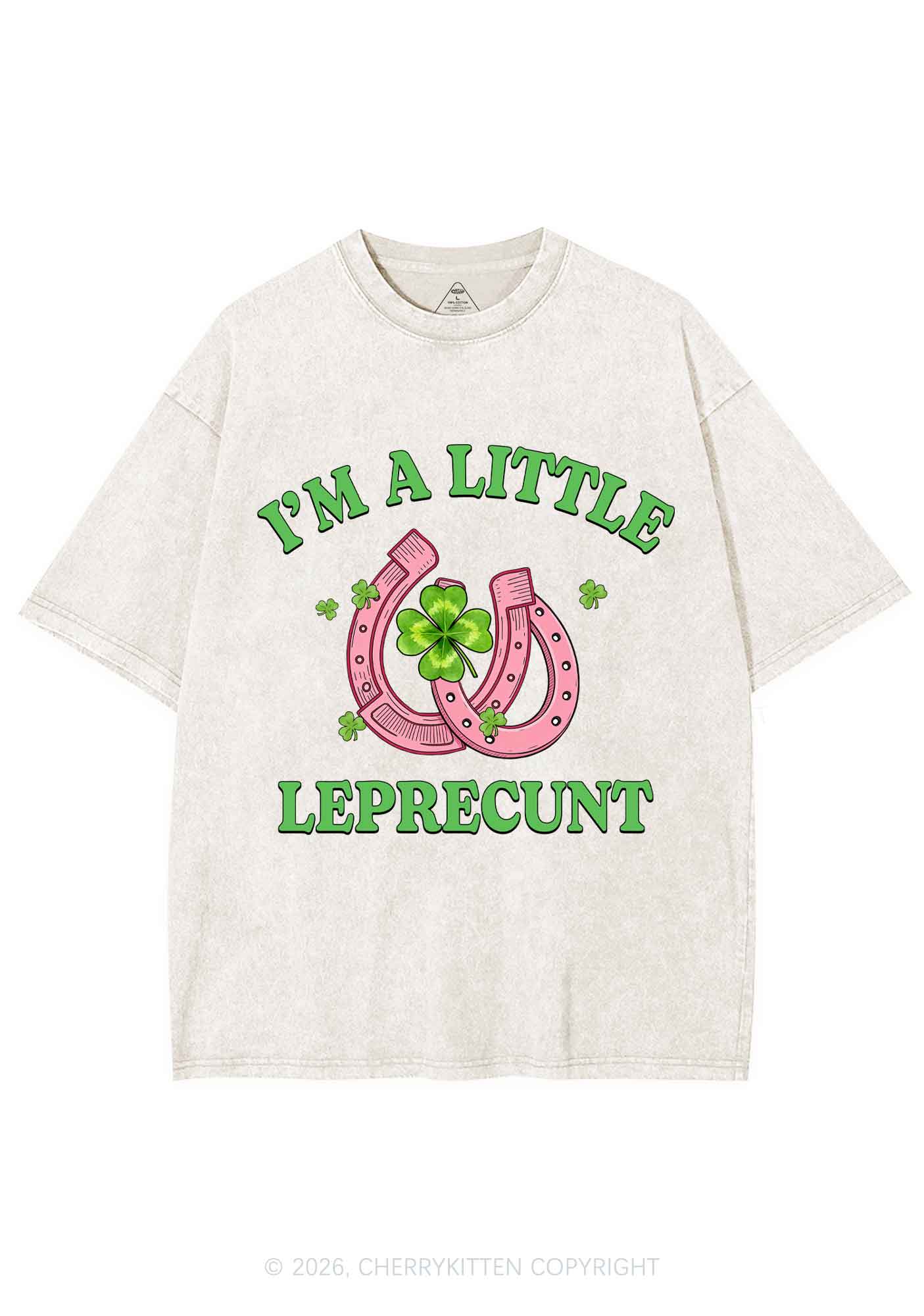 Im A Little Leprecxxt St Patricks Y2K Shirts Washed Tee Cherrykitten - Image 3