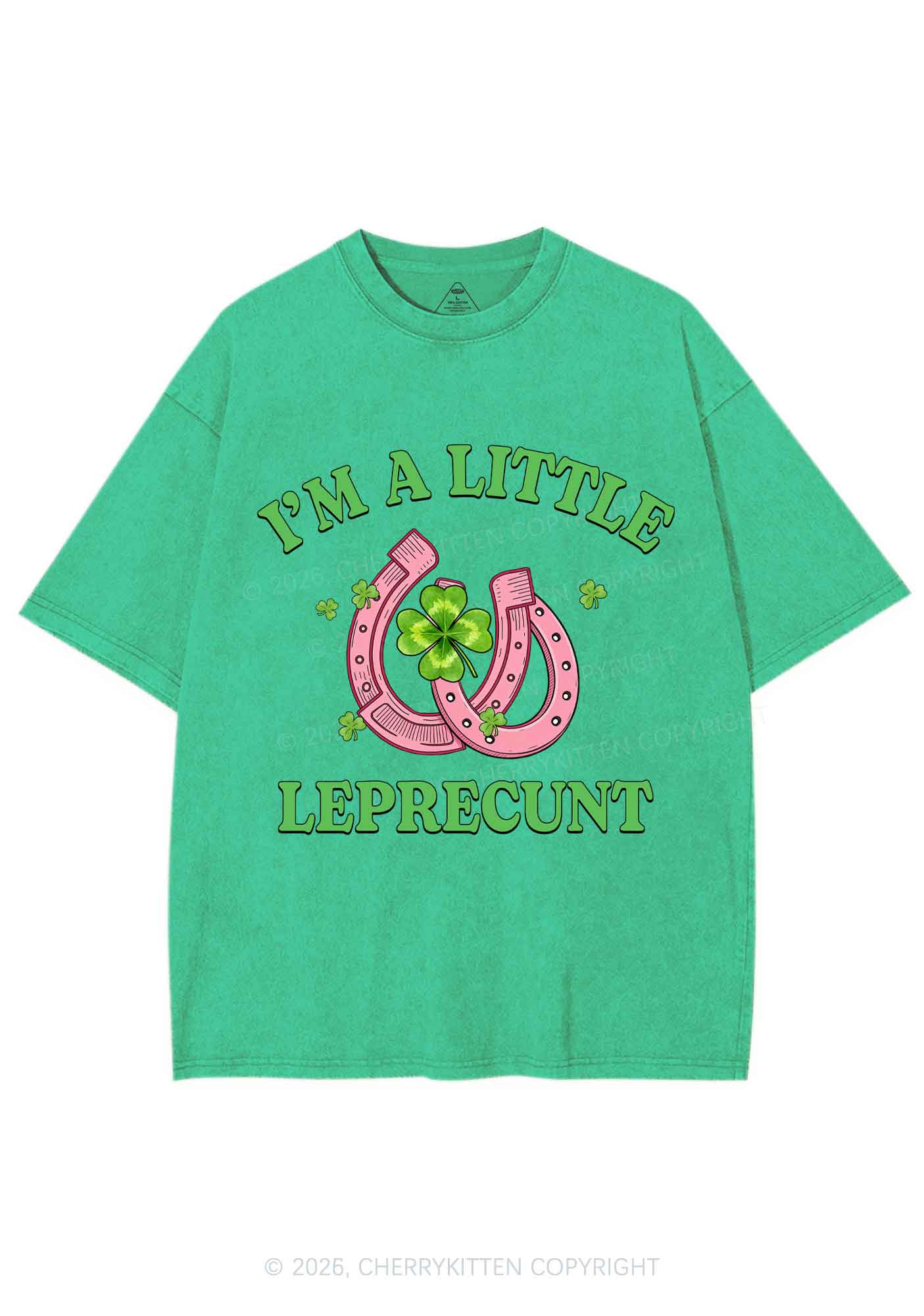 Im A Little Leprecxxt St Patricks Y2K Shirts Washed Tee Cherrykitten - Image 4
