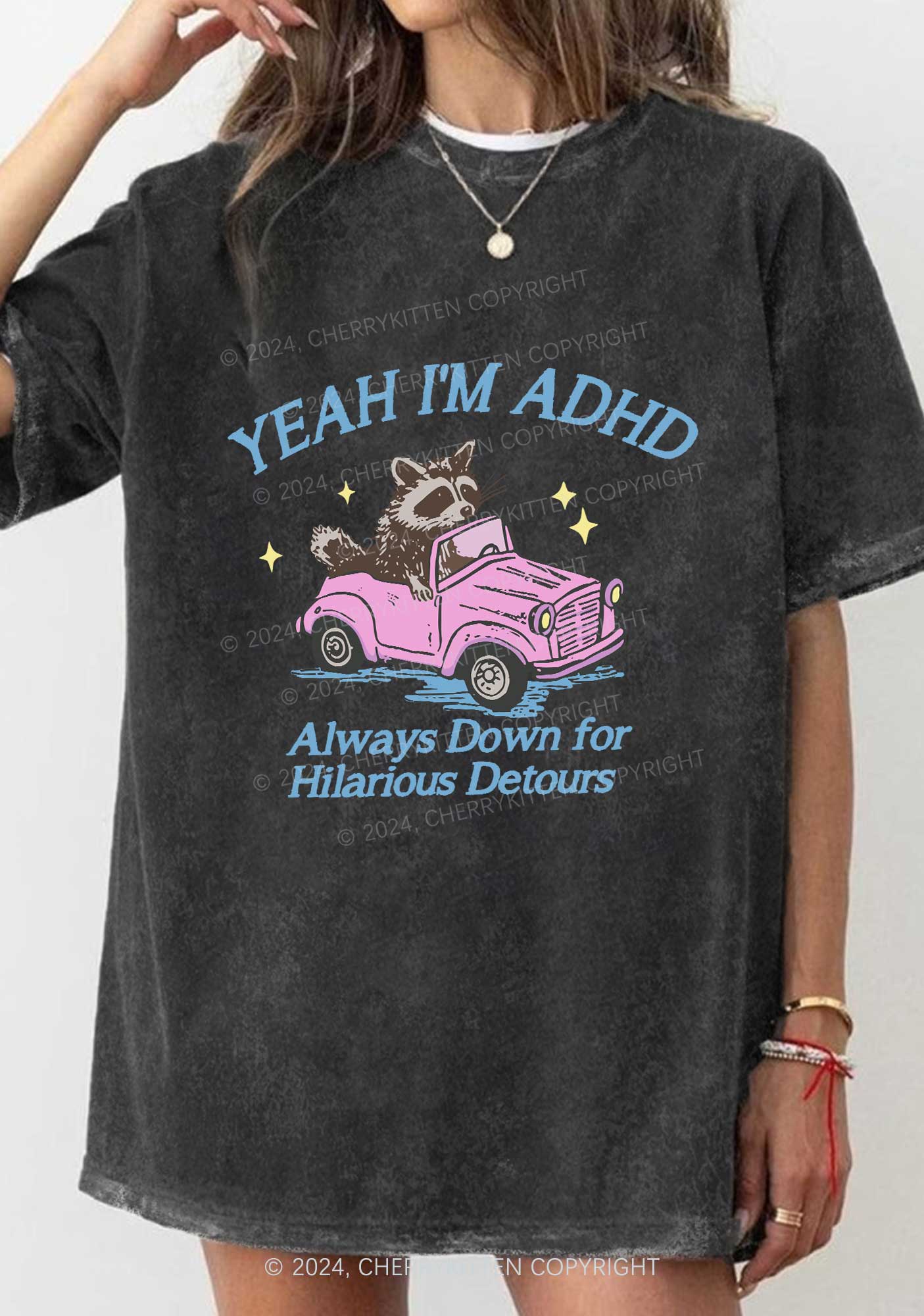 I'm ADHD Y2K Washed Tee Cherrykitten - Image 2