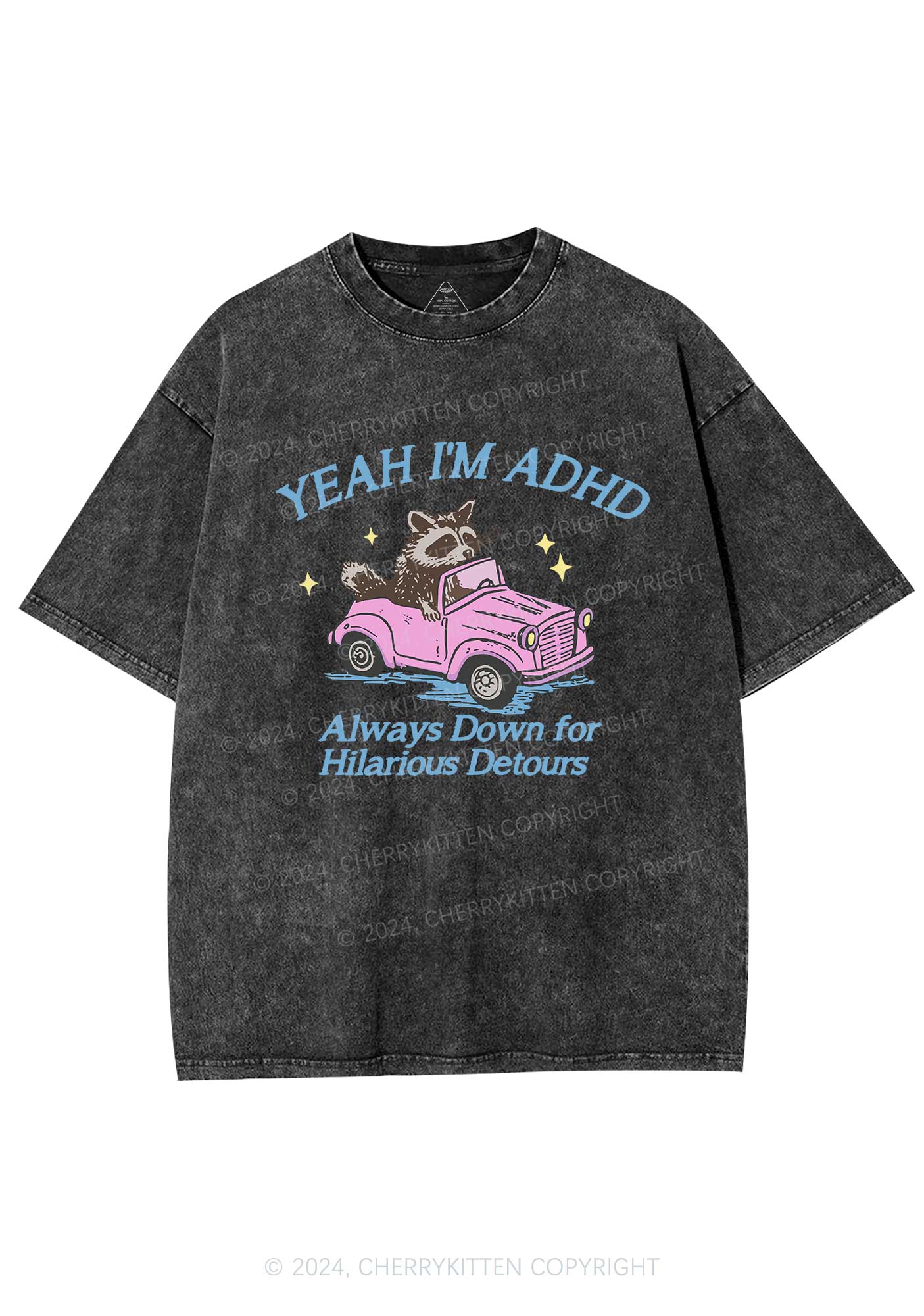 I'm ADHD Y2K Washed Tee Cherrykitten - Image 3