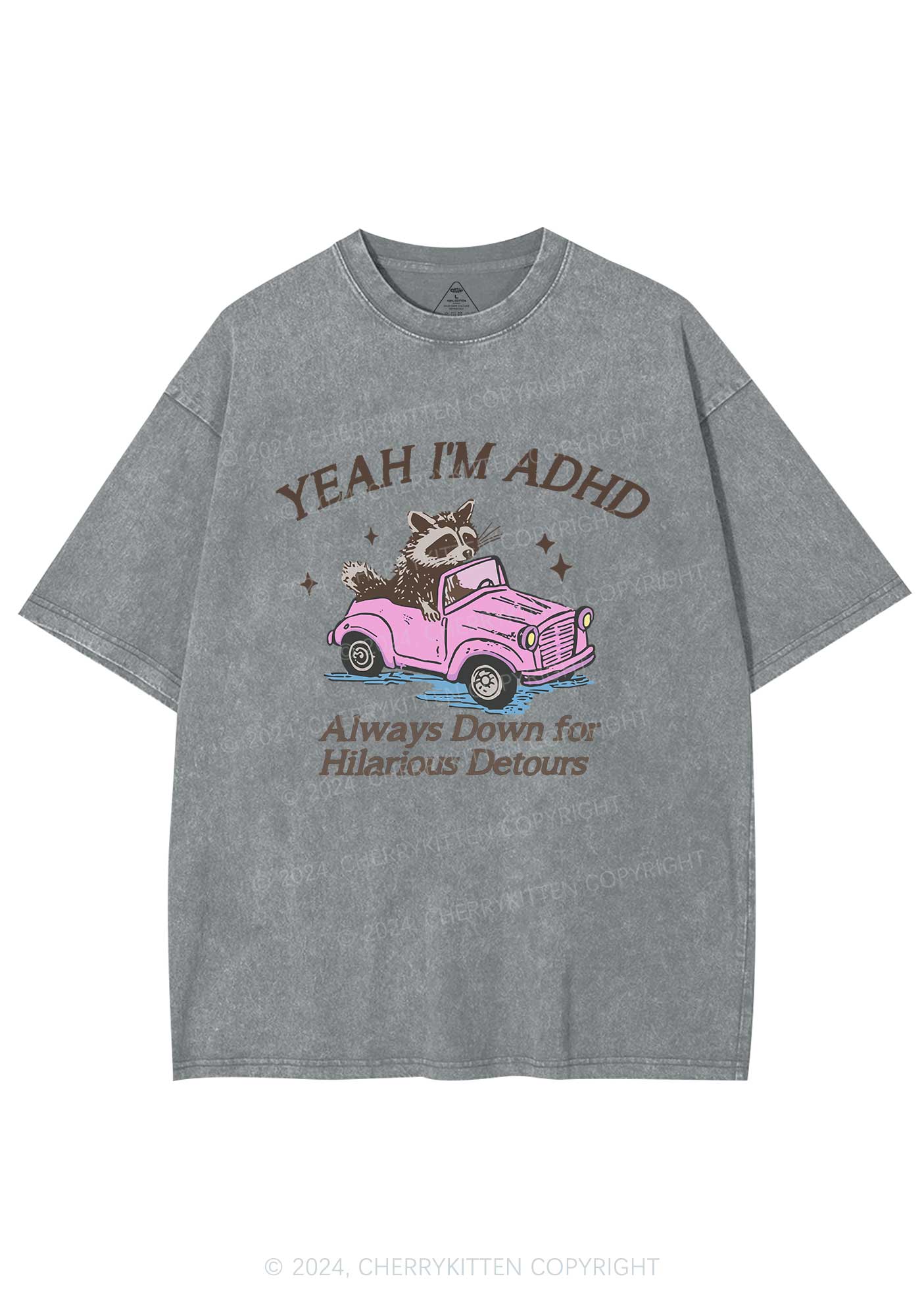 I'm ADHD Y2K Washed Tee Cherrykitten - Image 6