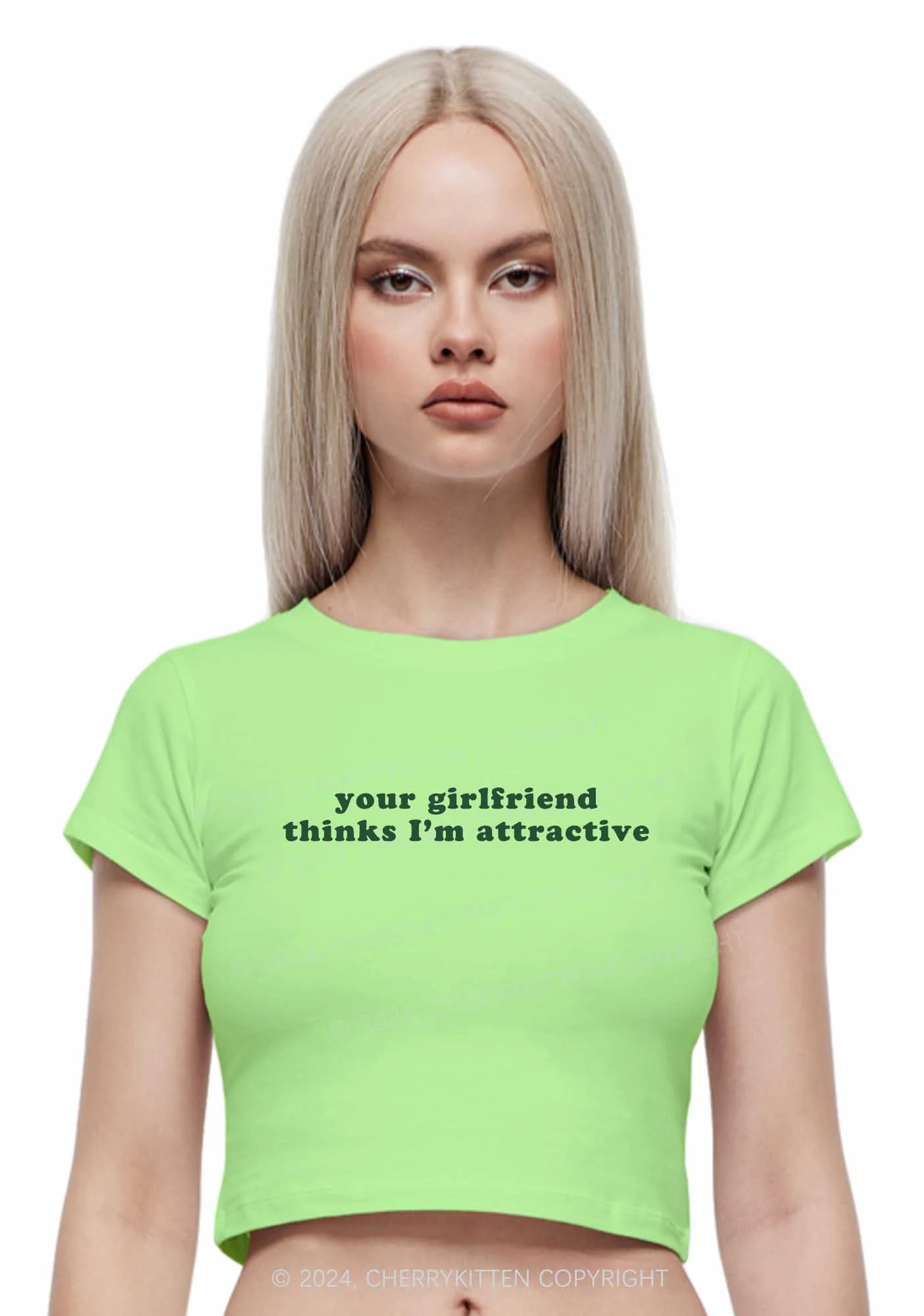 I'm Attractive Y2K Baby Tee Cherrykitten - Image 3