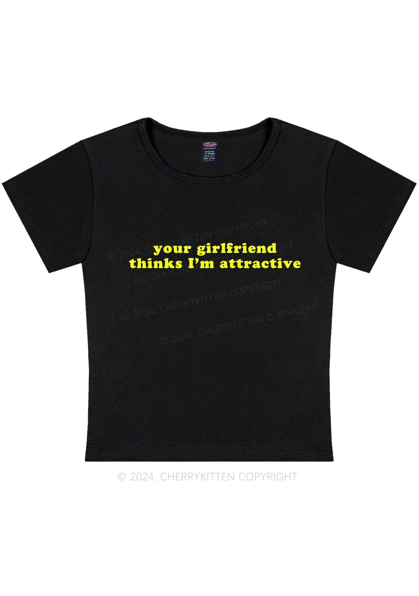 Curvy I'm Attractive Y2K Baby Tee Cherrykitten - Image 2