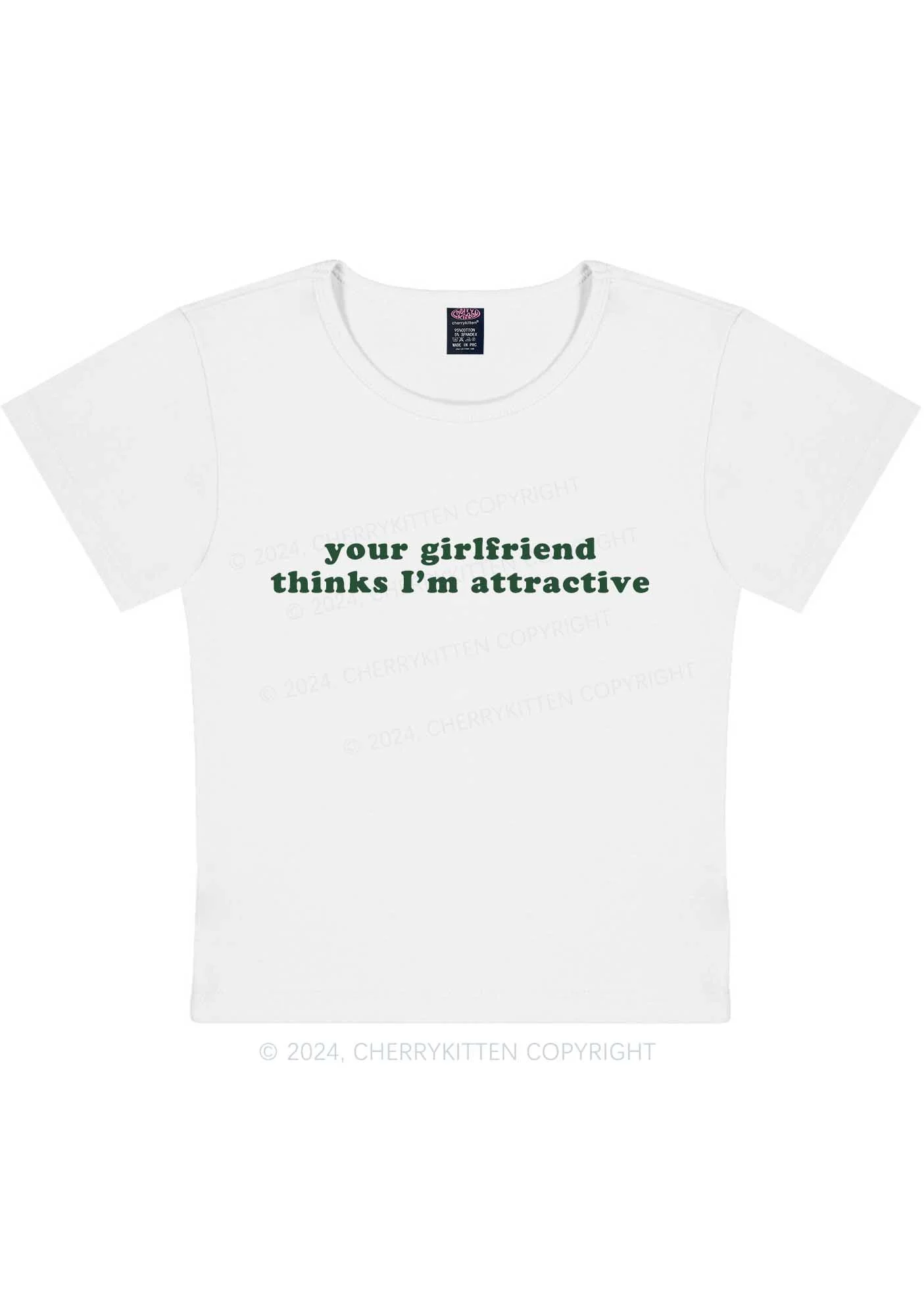 Curvy I'm Attractive Y2K Baby Tee Cherrykitten - Image 3