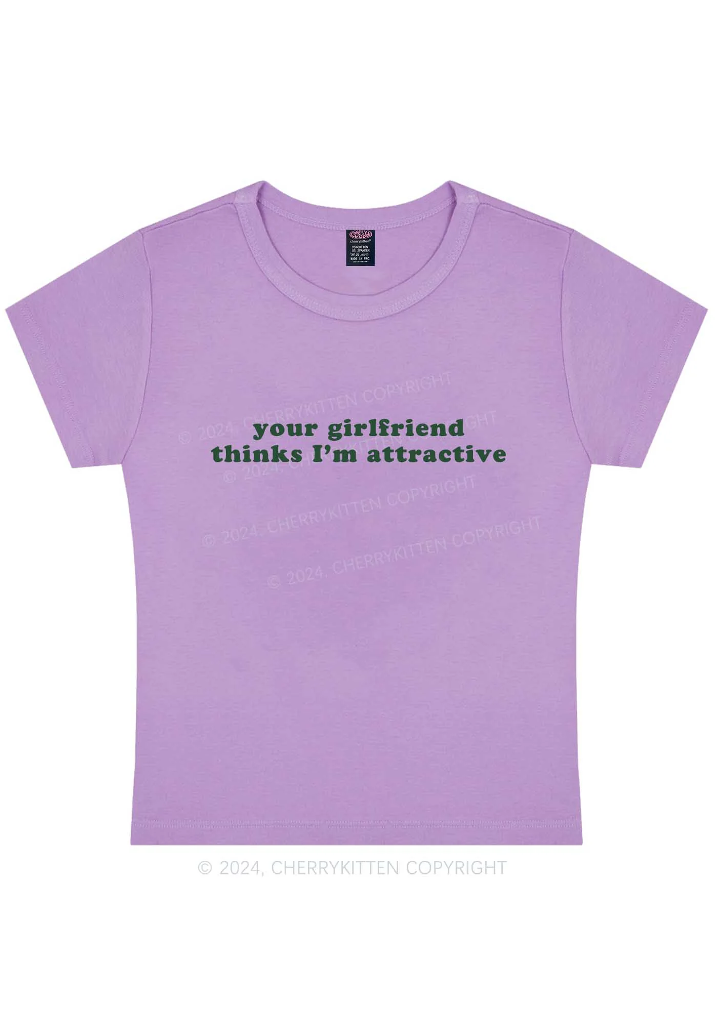 Curvy I'm Attractive Y2K Baby Tee Cherrykitten - Image 5