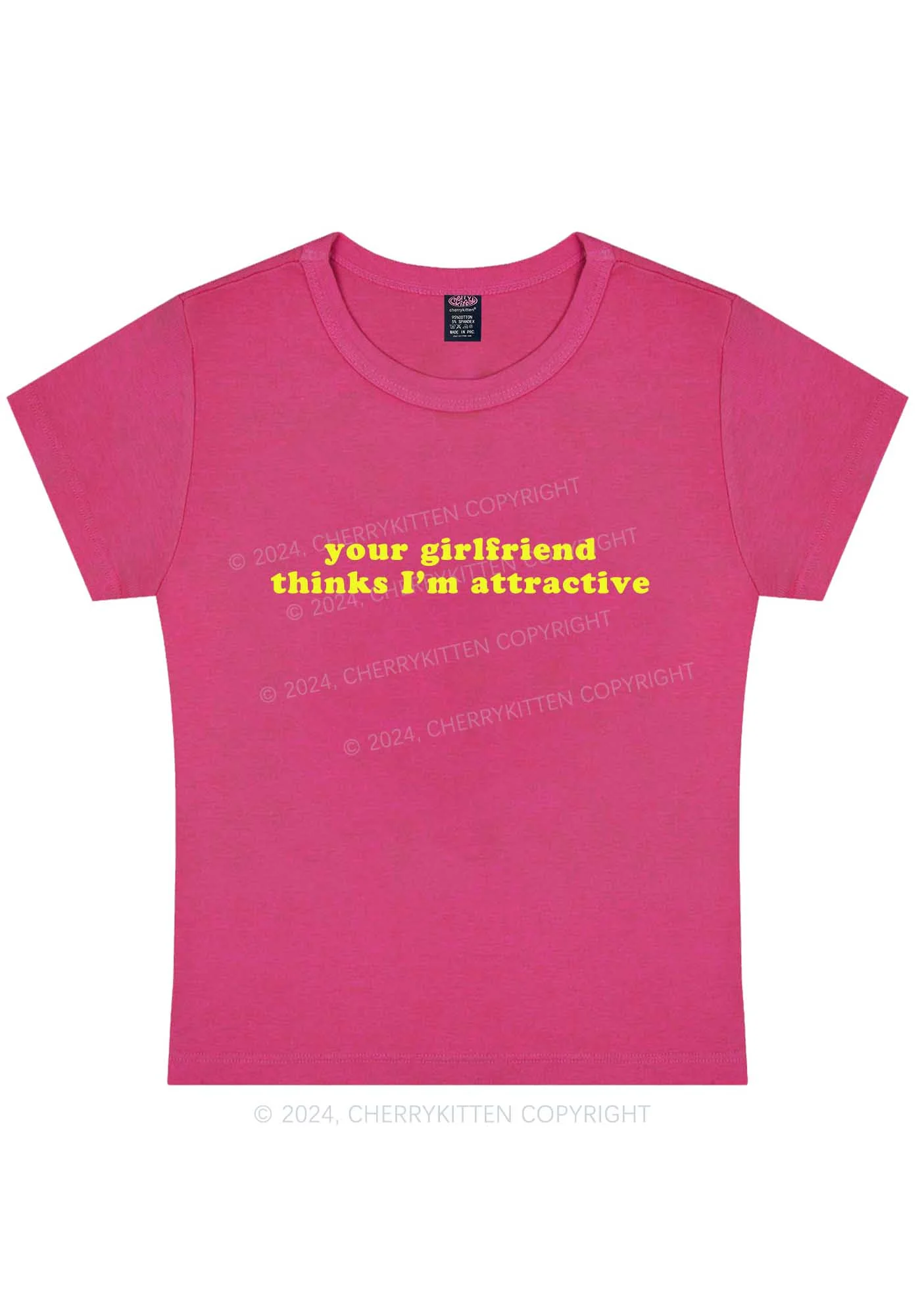 Curvy I'm Attractive Y2K Baby Tee Cherrykitten - Image 4