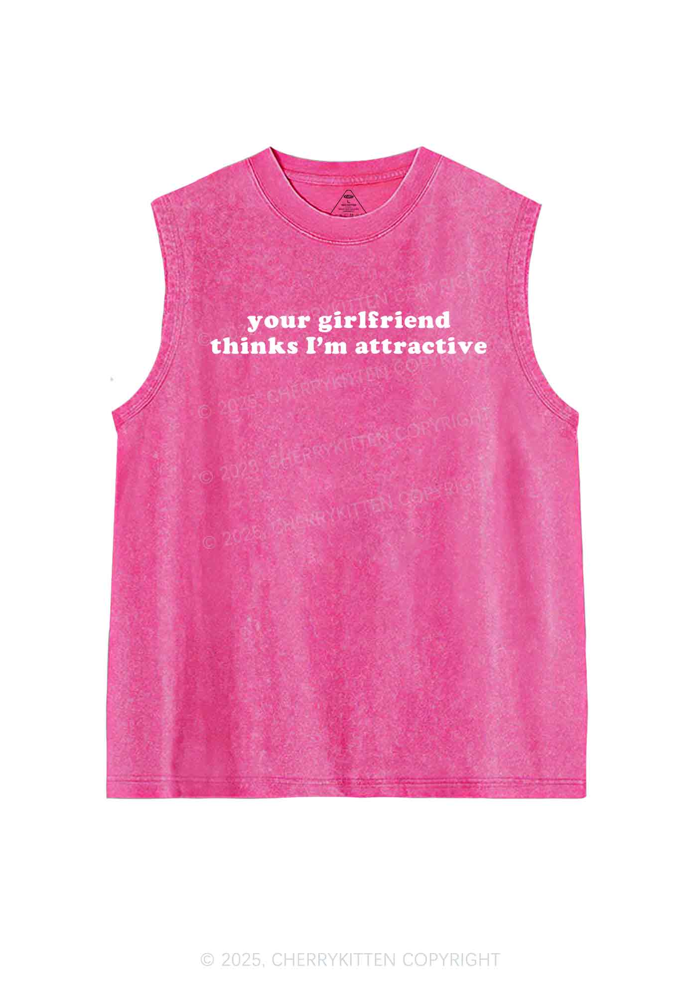 I'm Attractive Y2K Washed Tank Cherrykitten - Image 3