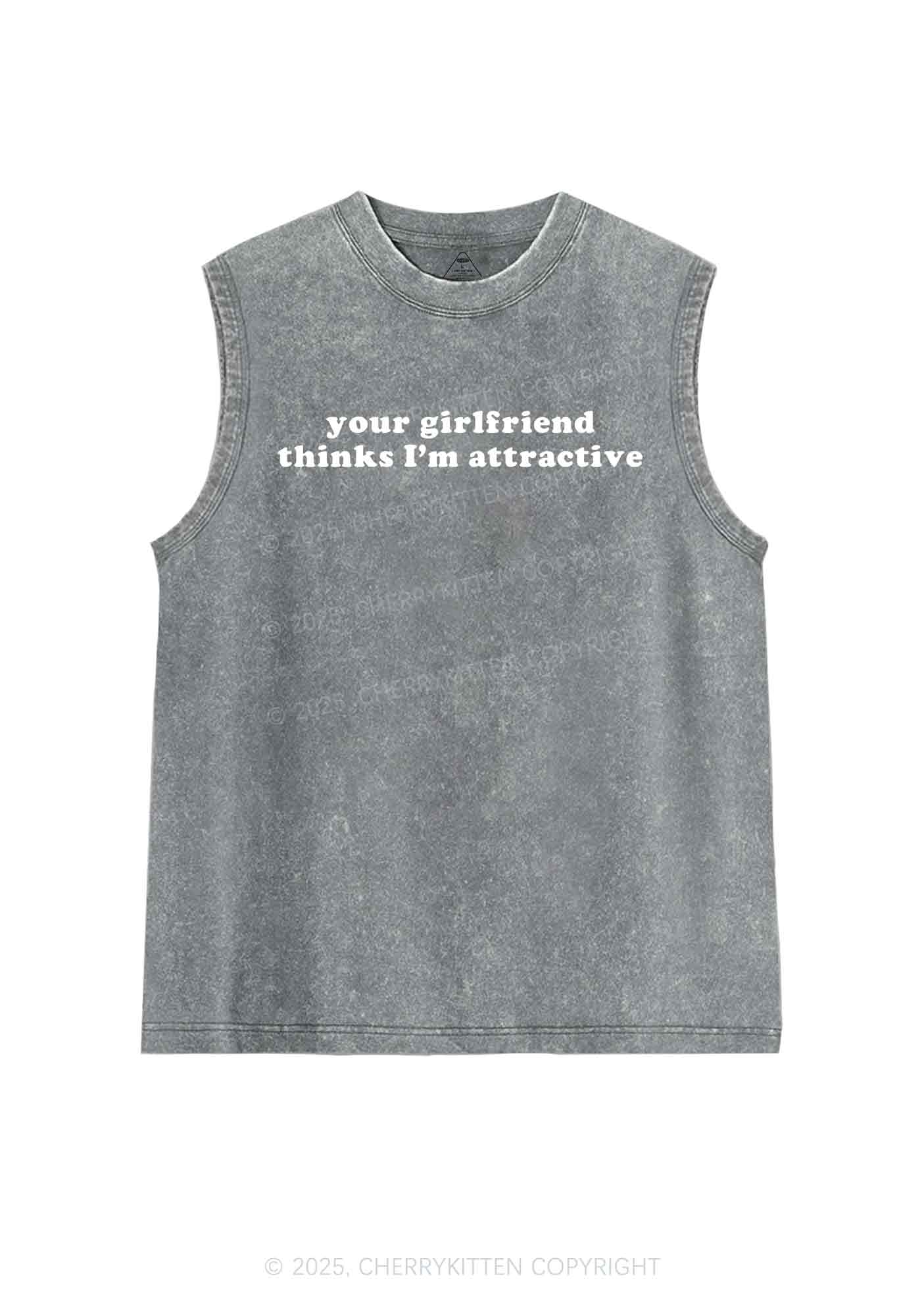 I'm Attractive Y2K Washed Tank Cherrykitten - Image 6