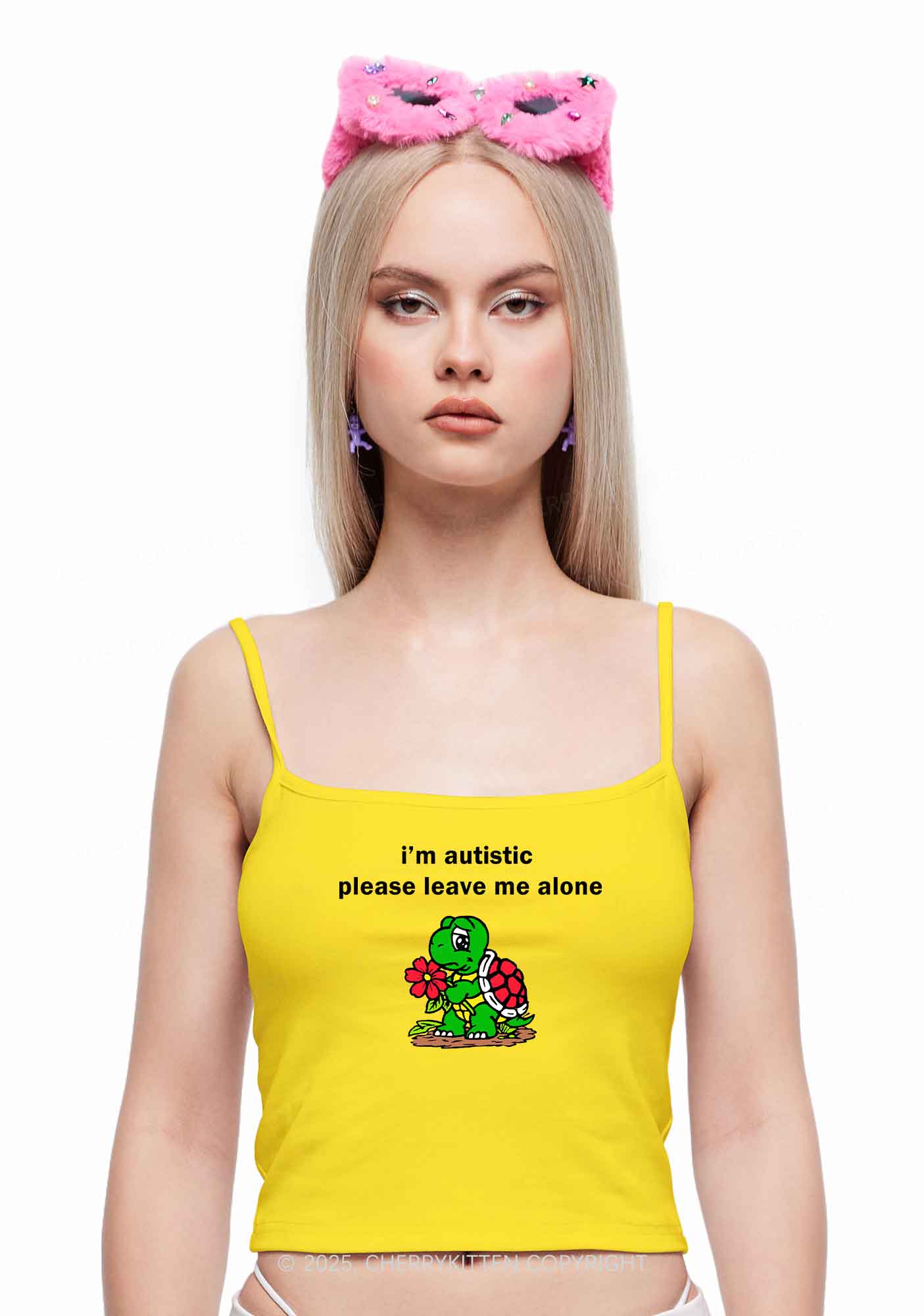 Im Autistic Leave Me Alone Y2K Spaghetti Strap Cami Cherrykitten - Image 2